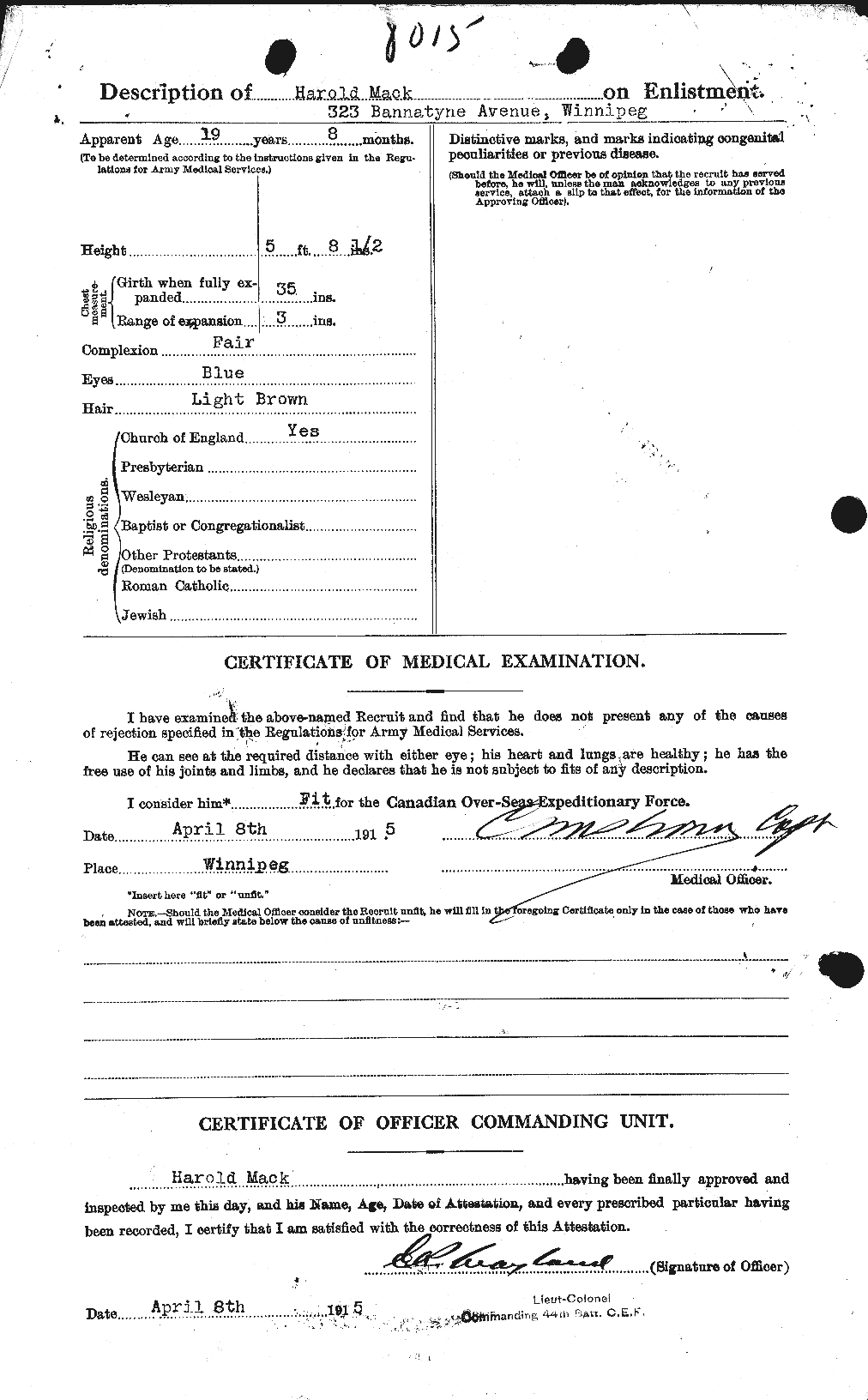 Personnel Records of the First World War - CEF 476144b
