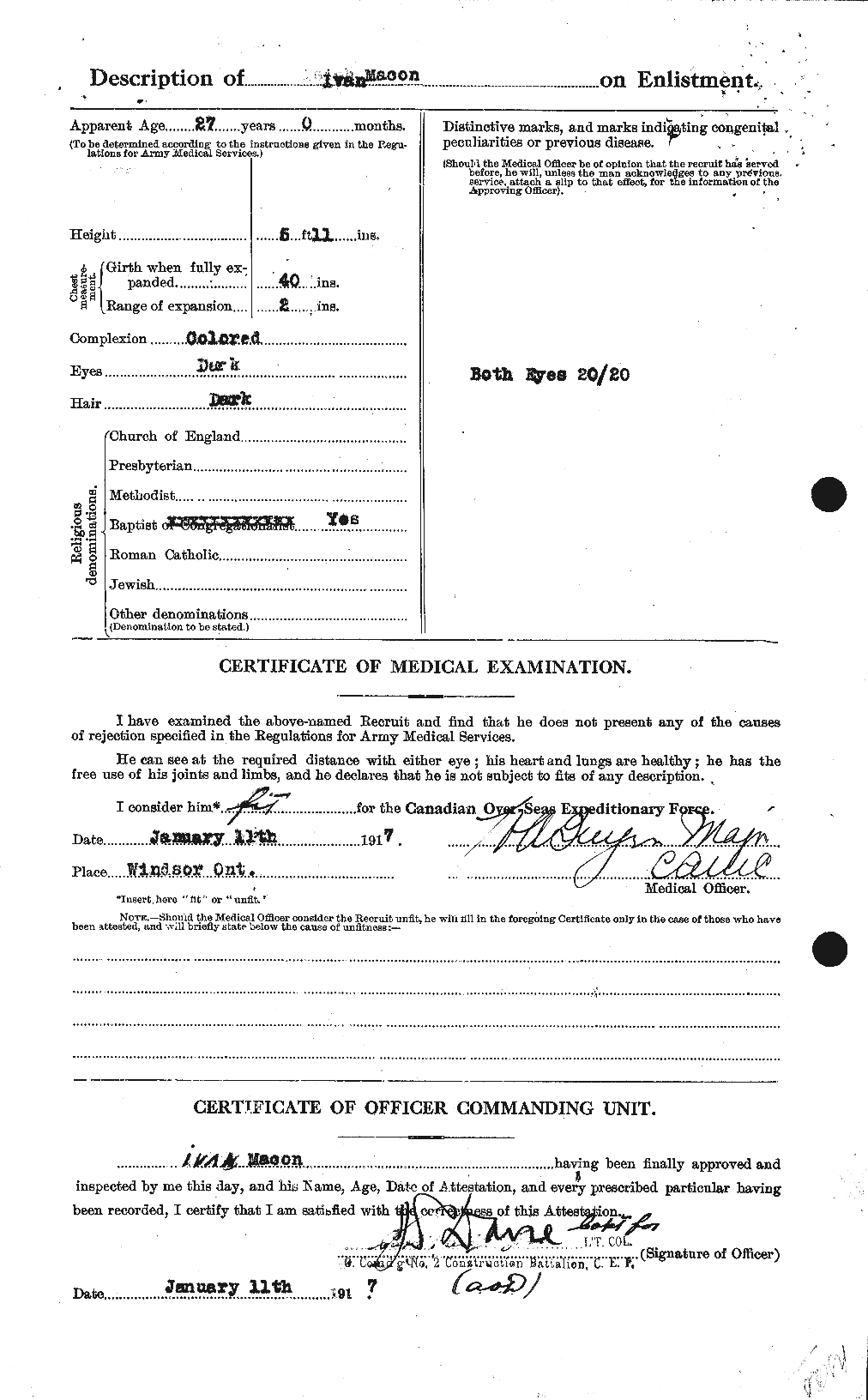Dossiers du Personnel de la Première Guerre mondiale - CEC 476455b