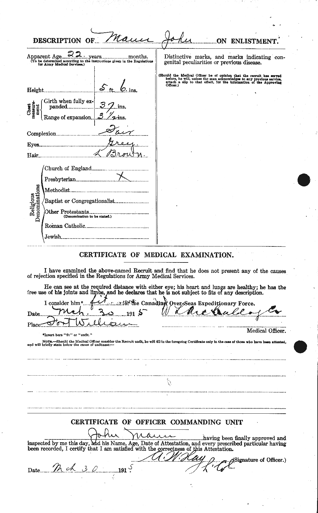 Dossiers du Personnel de la Première Guerre mondiale - CEC 477225b