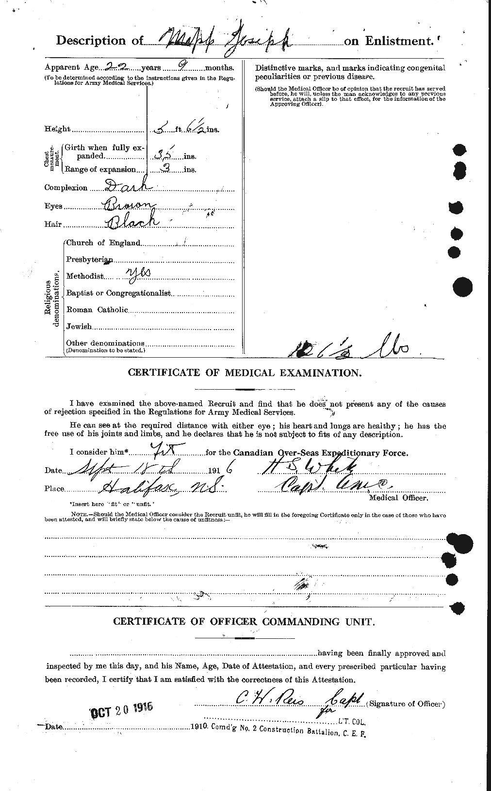 Dossiers du Personnel de la Première Guerre mondiale - CEC 478462b