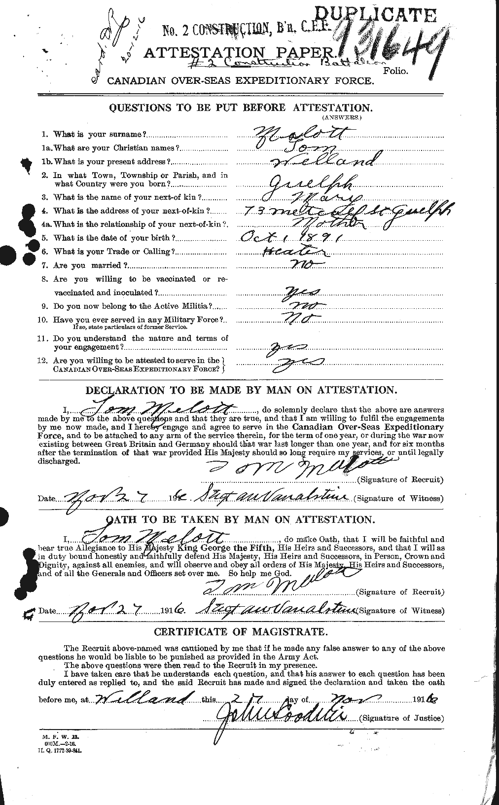 Personnel Records of the First World War - CEF 479064a