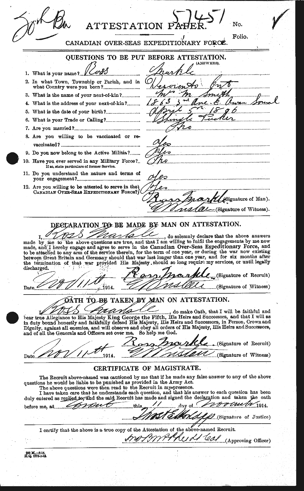 Personnel Records of the First World War - CEF 479288a