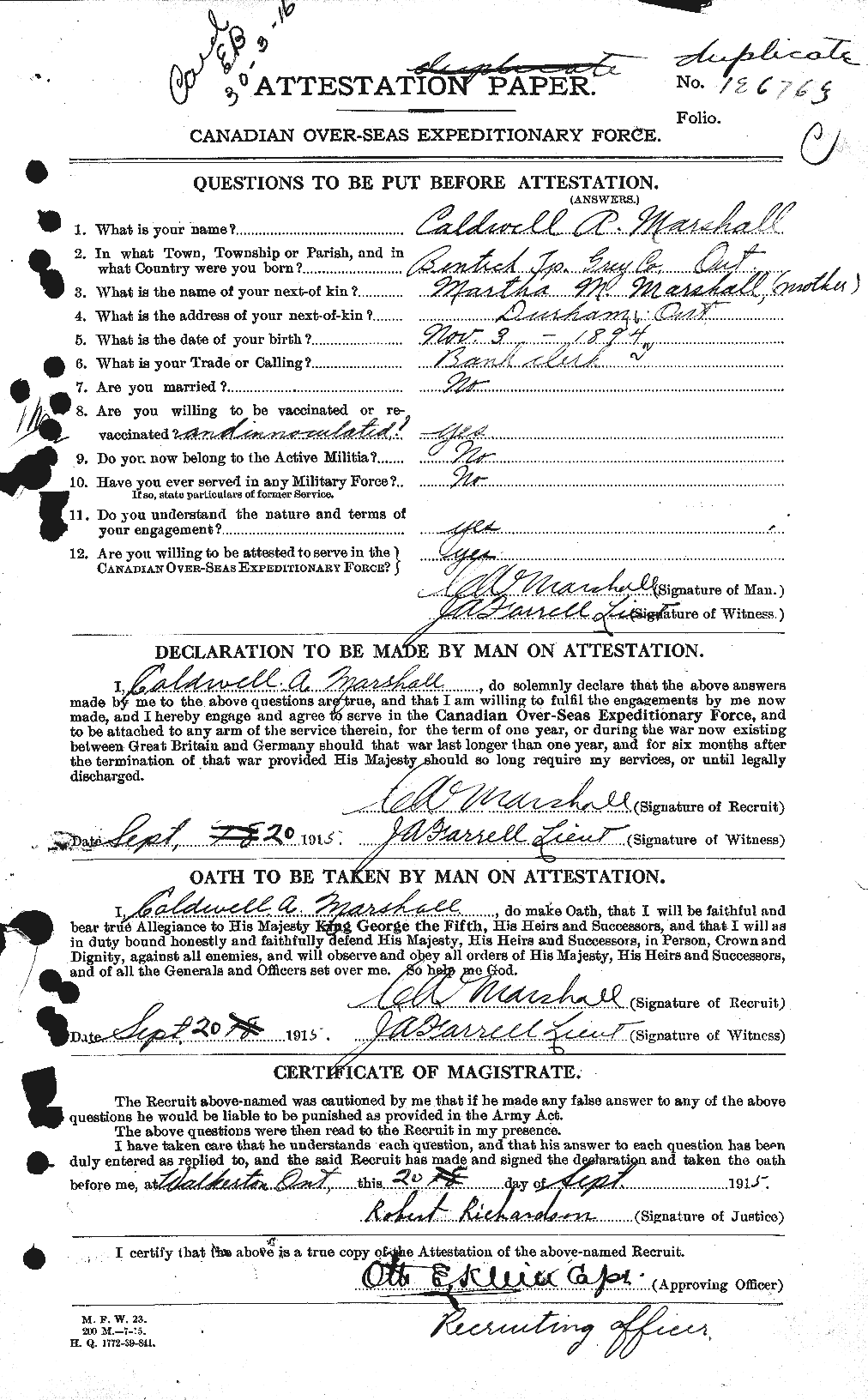 Personnel Records of the First World War - CEF 482005a