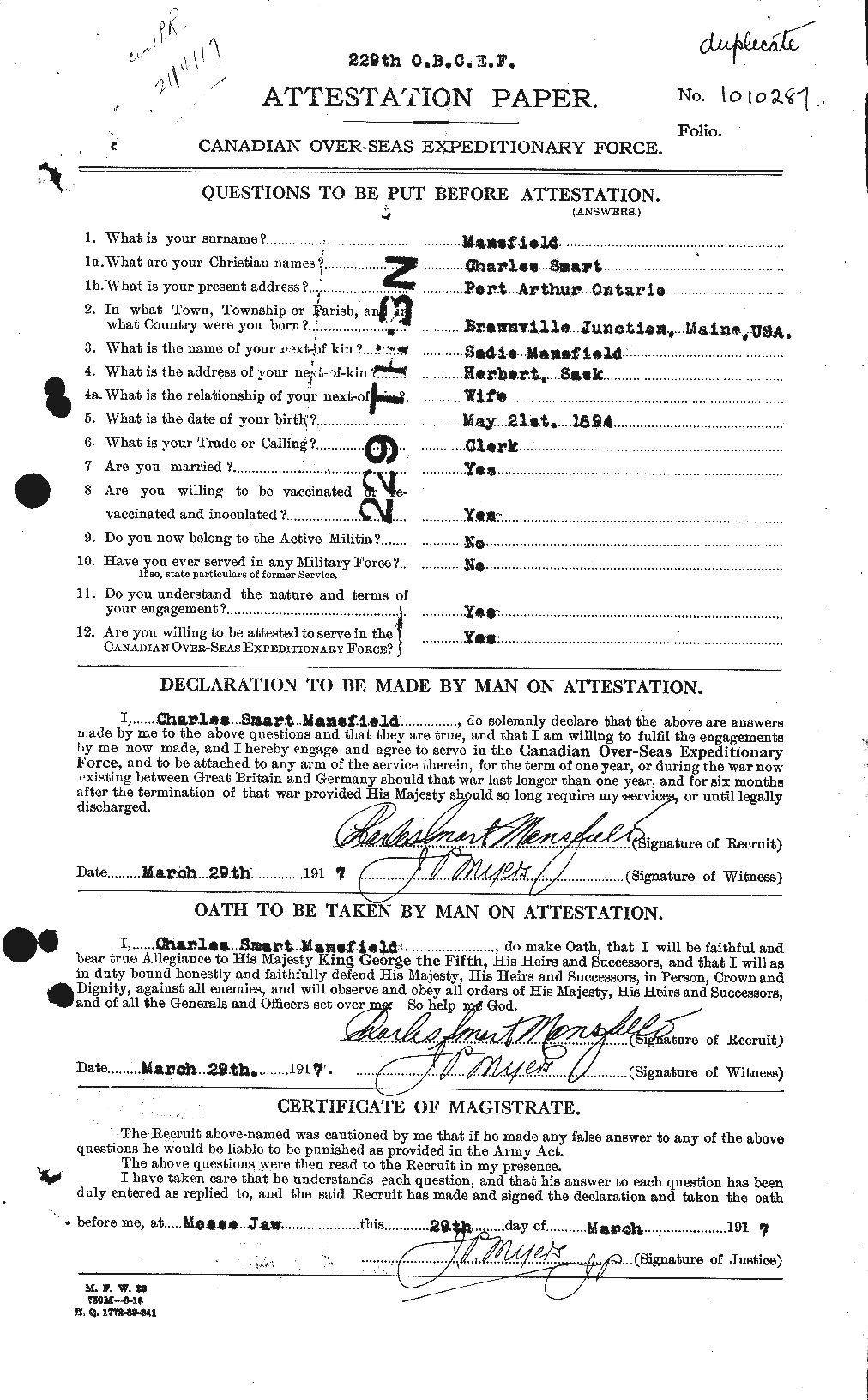 Personnel Records of the First World War - CEF 482309a