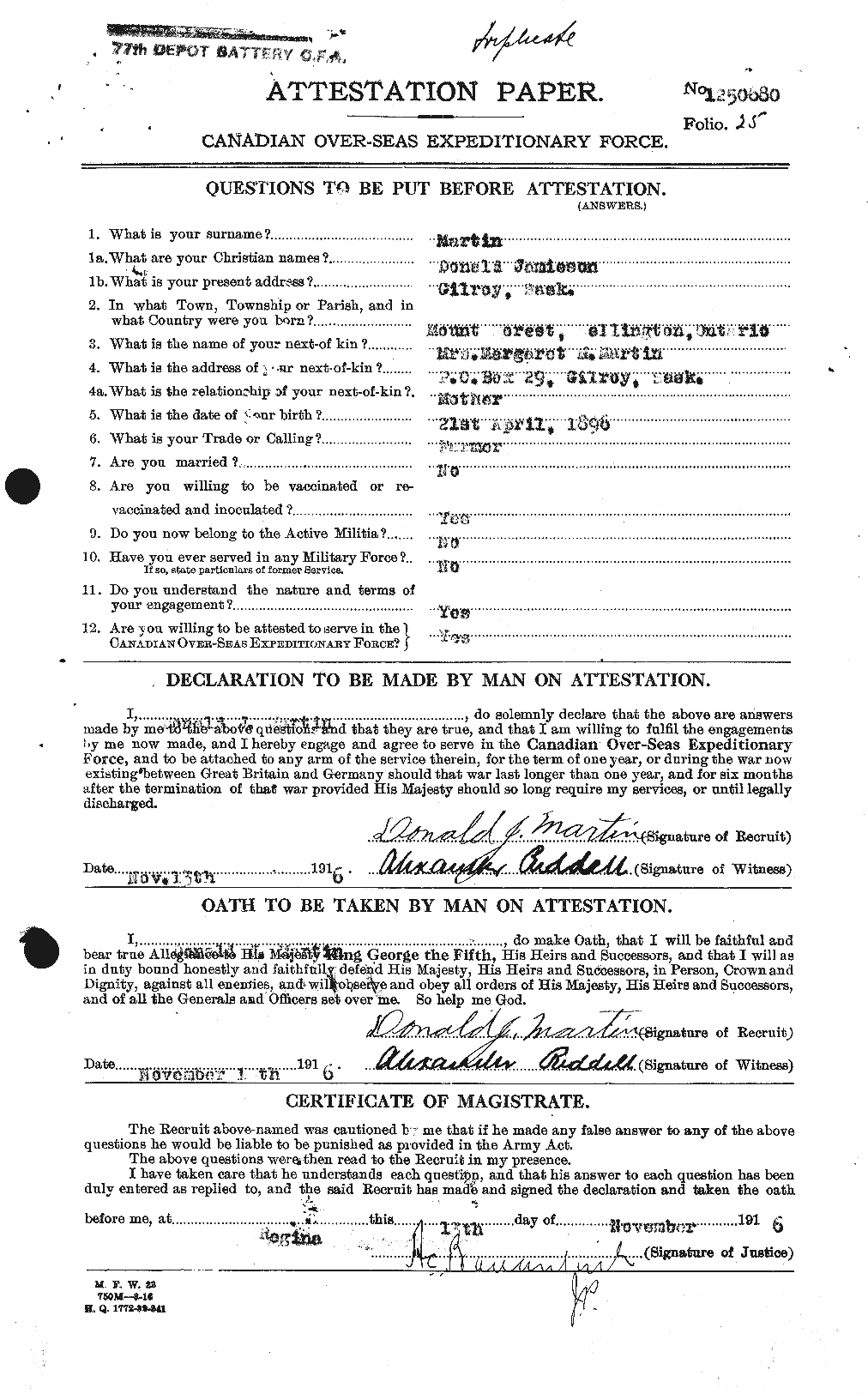 Personnel Records of the First World War - CEF 482828a