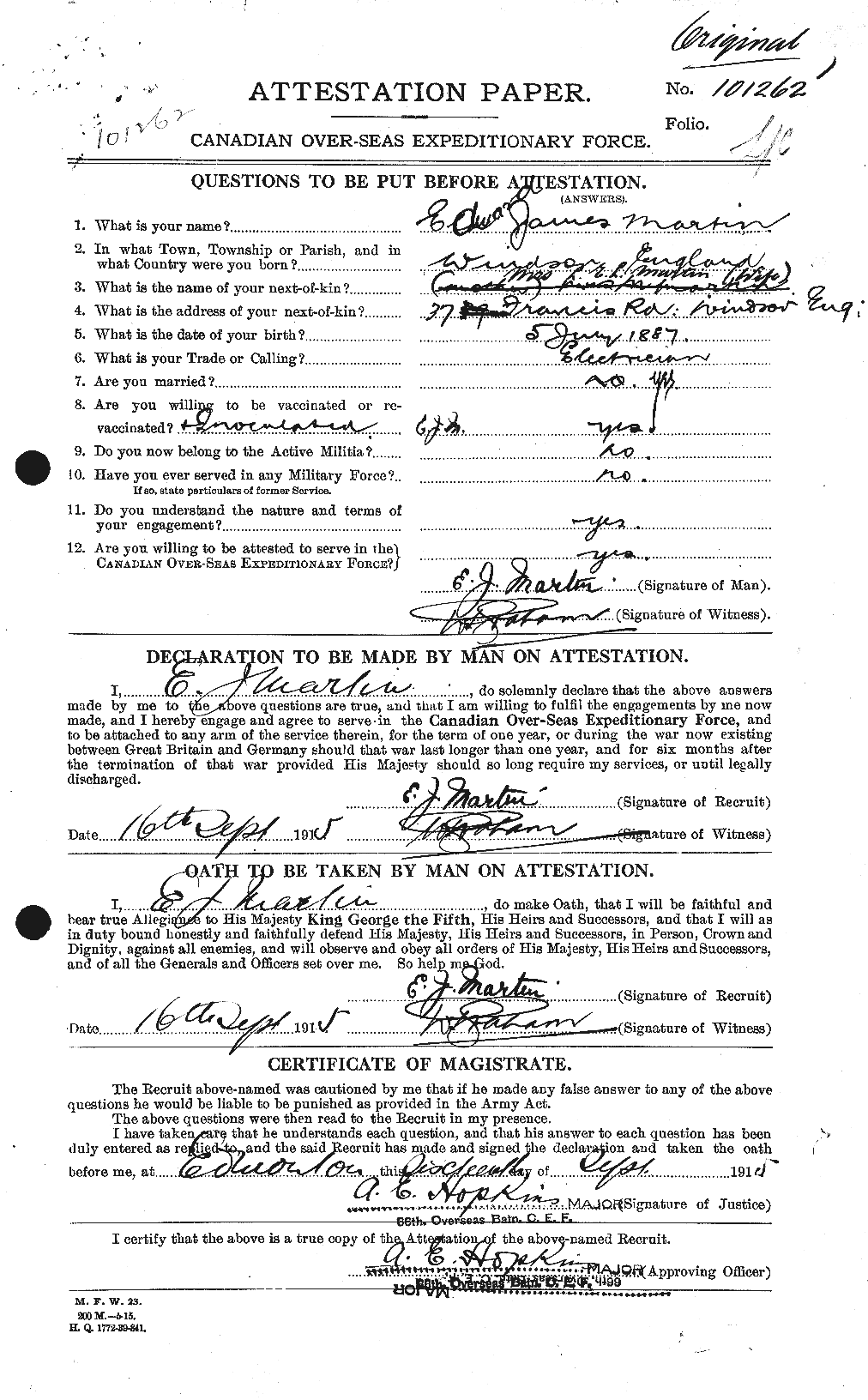 Personnel Records of the First World War - CEF 482881a