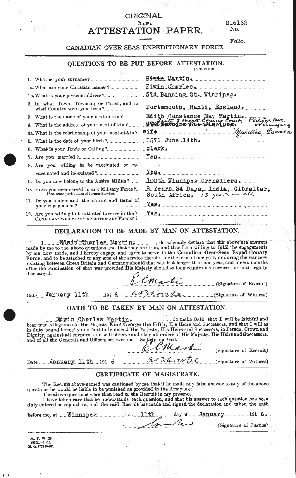 Personnel Records of the First World War - CEF 482899a