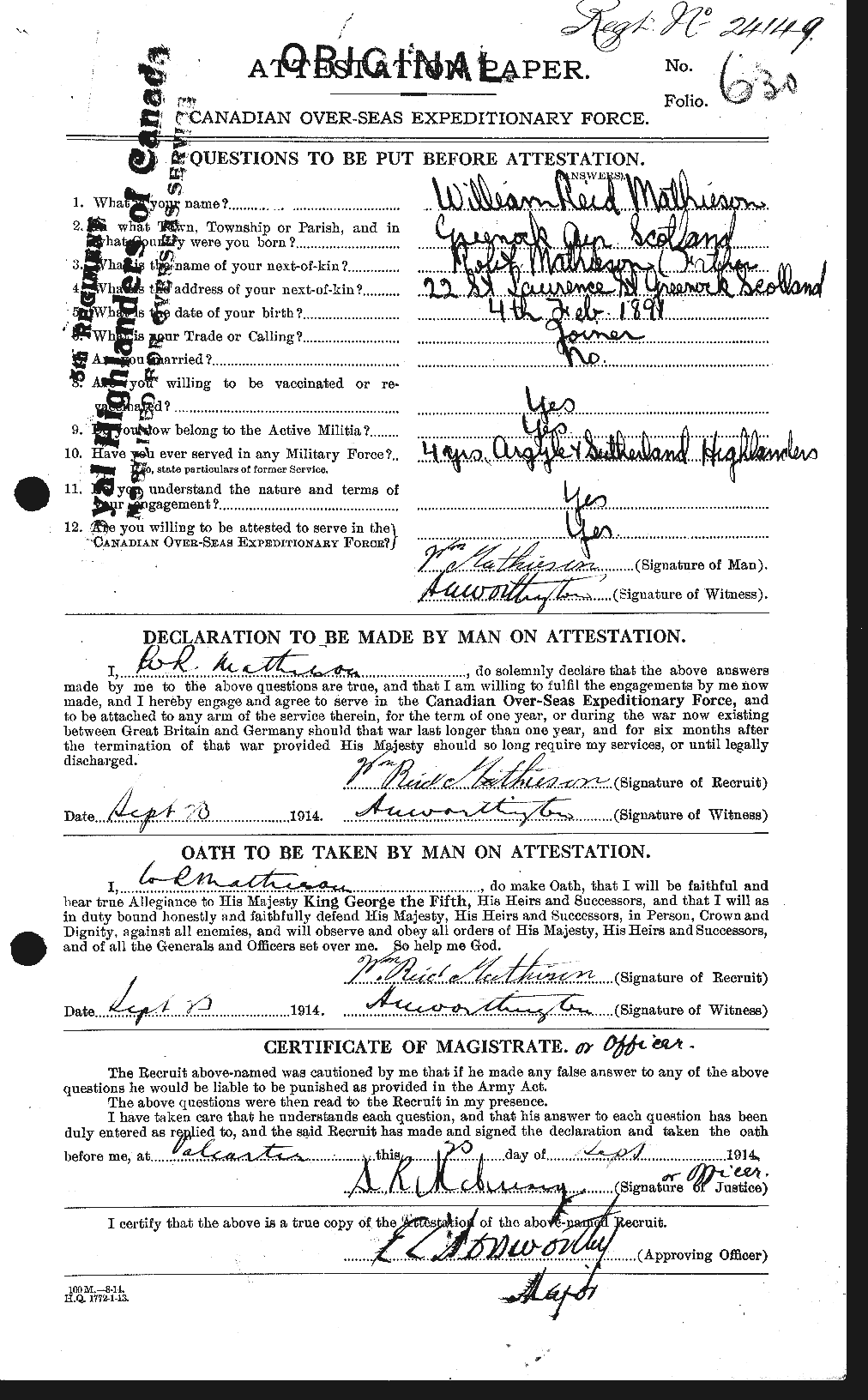 Personnel Records of the First World War - CEF 483812a