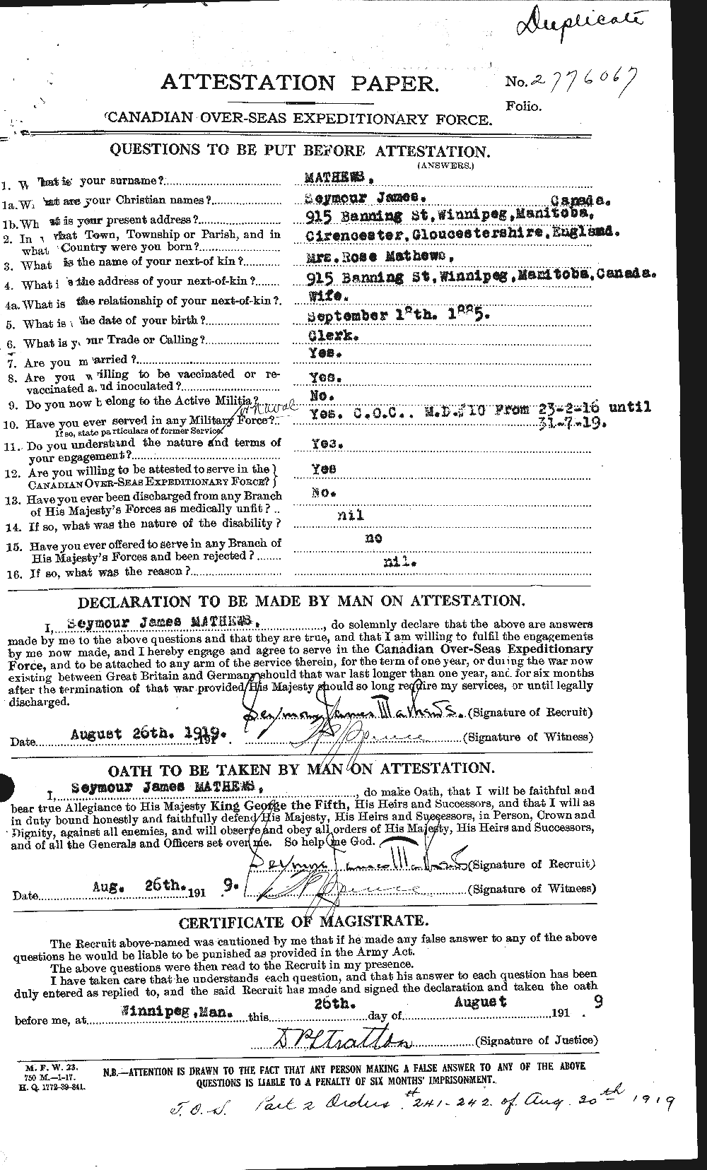 Personnel Records of the First World War - CEF 483962a