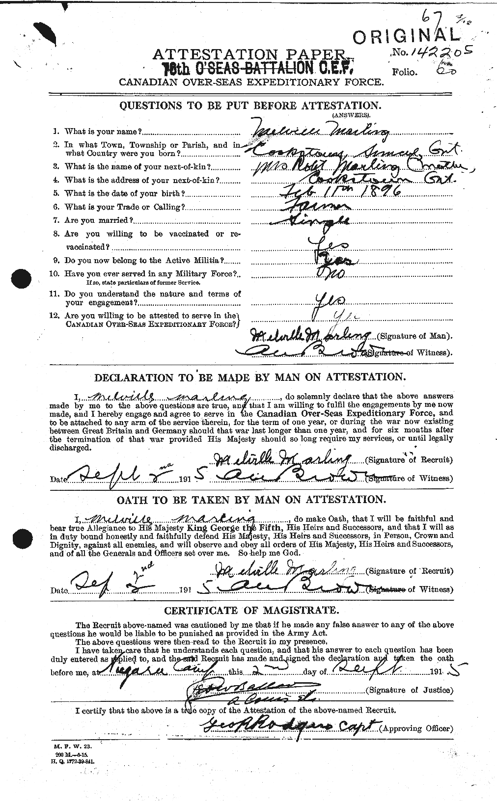 Personnel Records of the First World War - CEF 485365a