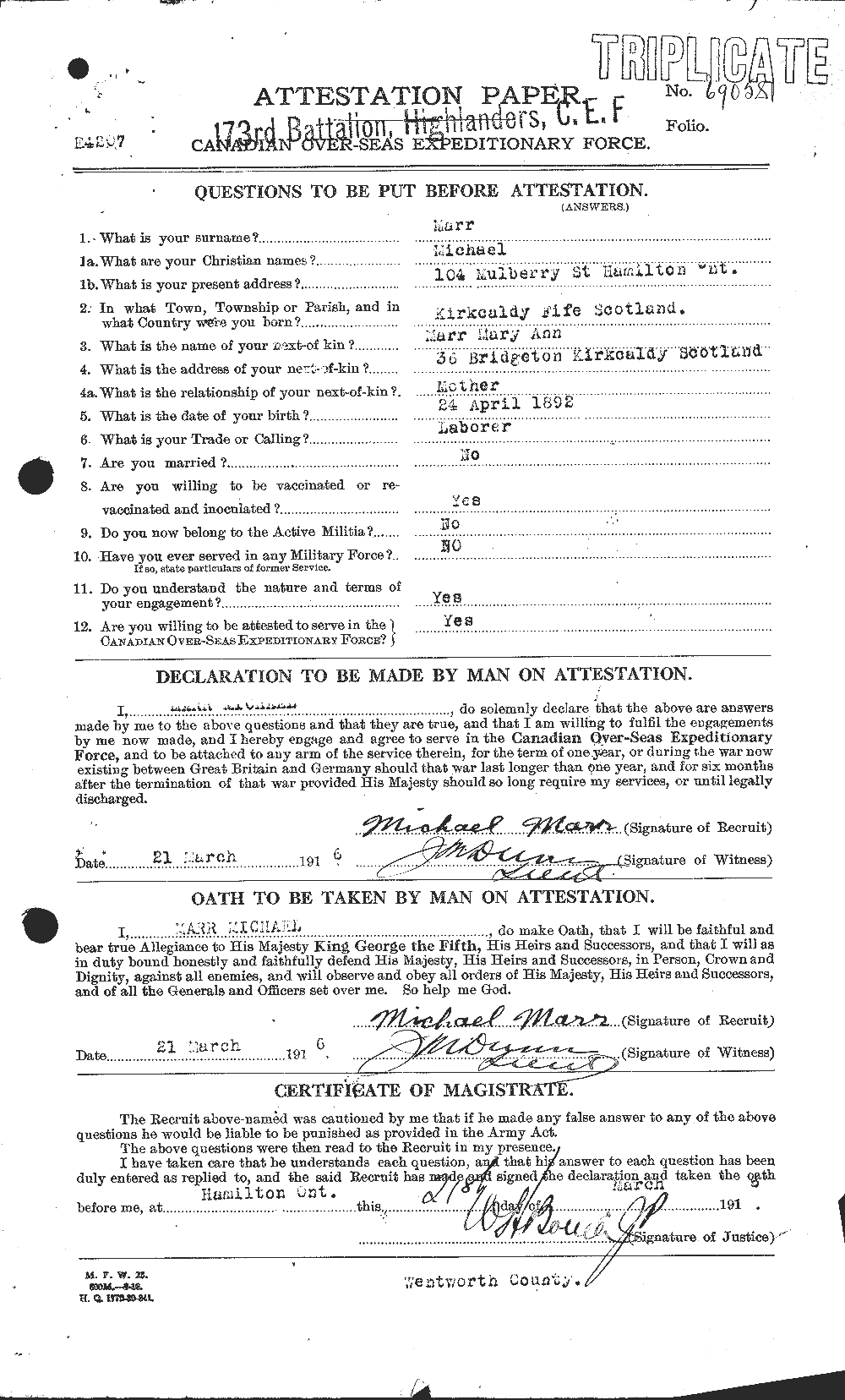 Personnel Records of the First World War - CEF 485667a