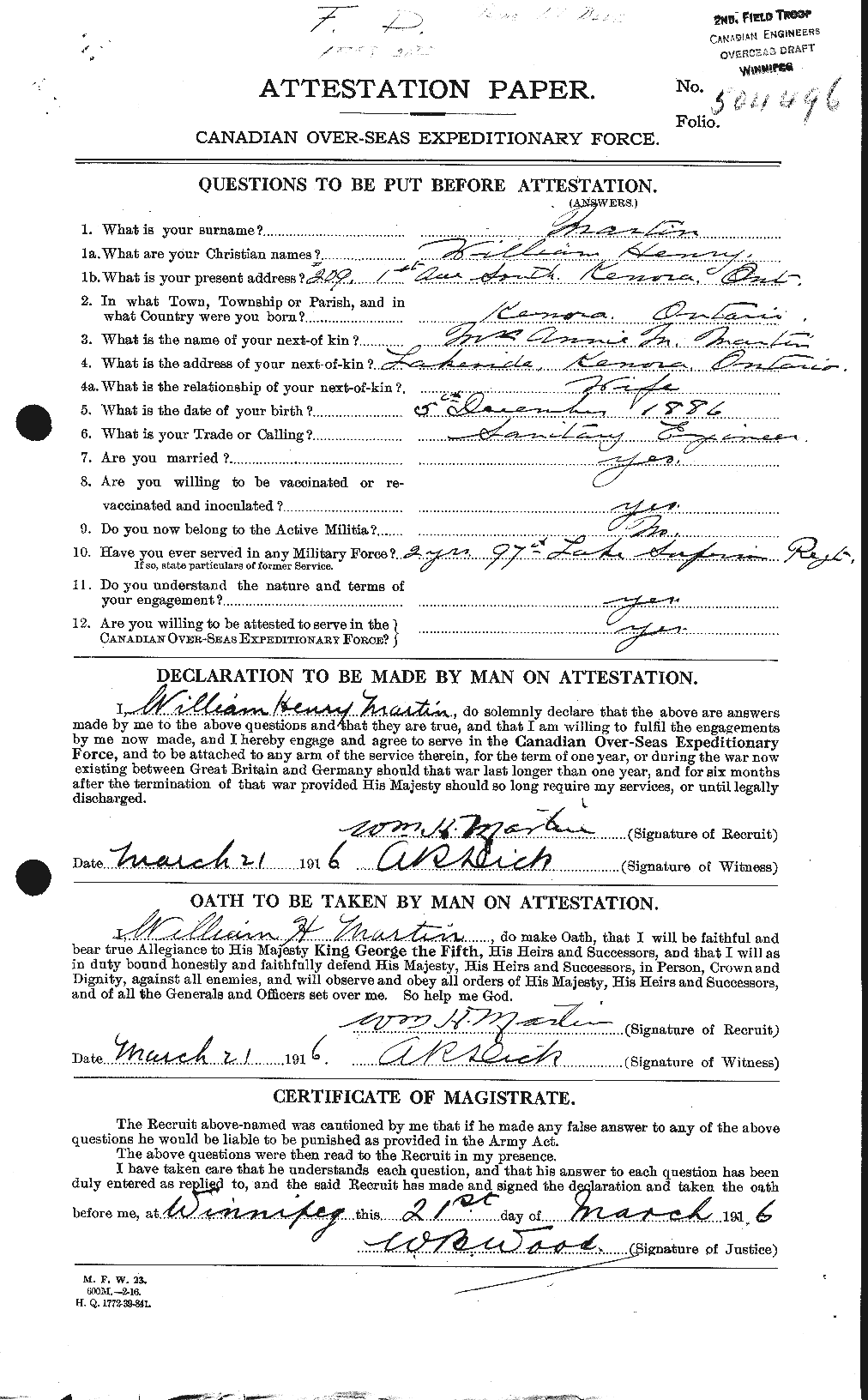 Personnel Records of the First World War - CEF 485783a