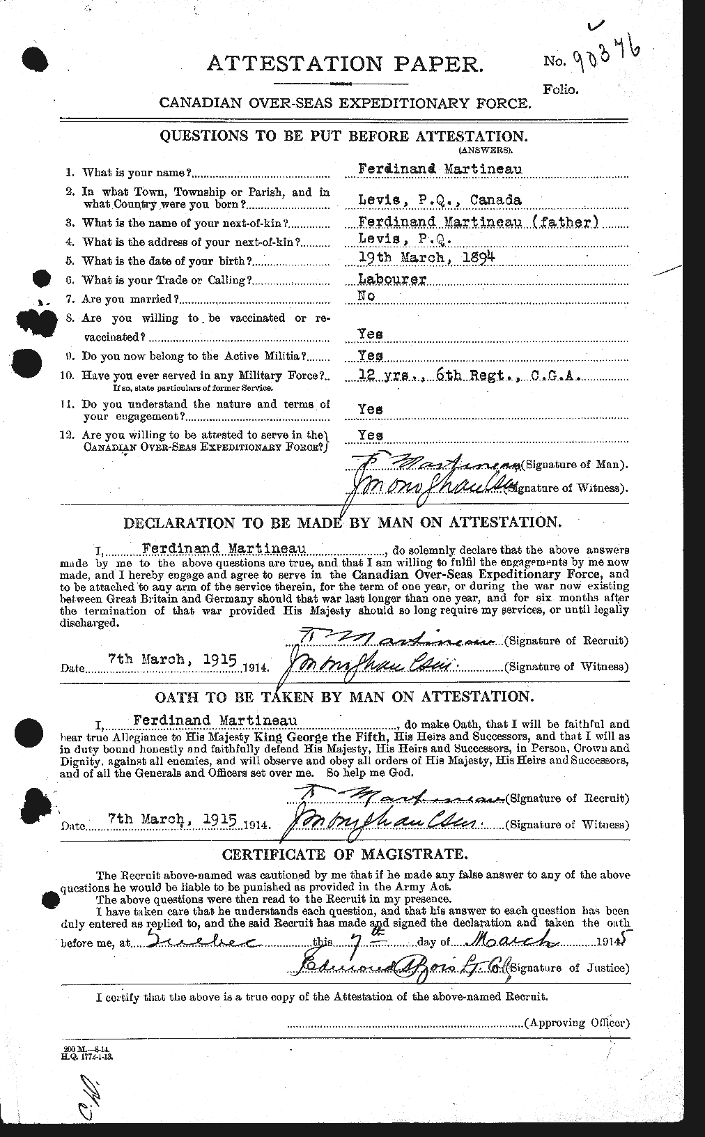 Personnel Records of the First World War - CEF 485923a