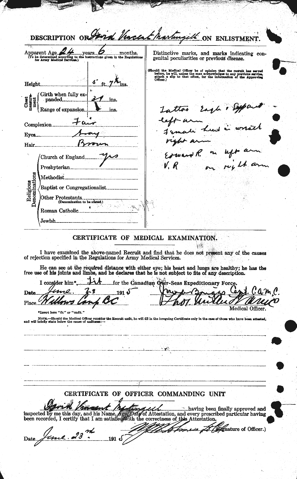 Dossiers du Personnel de la Première Guerre mondiale - CEC 485980b