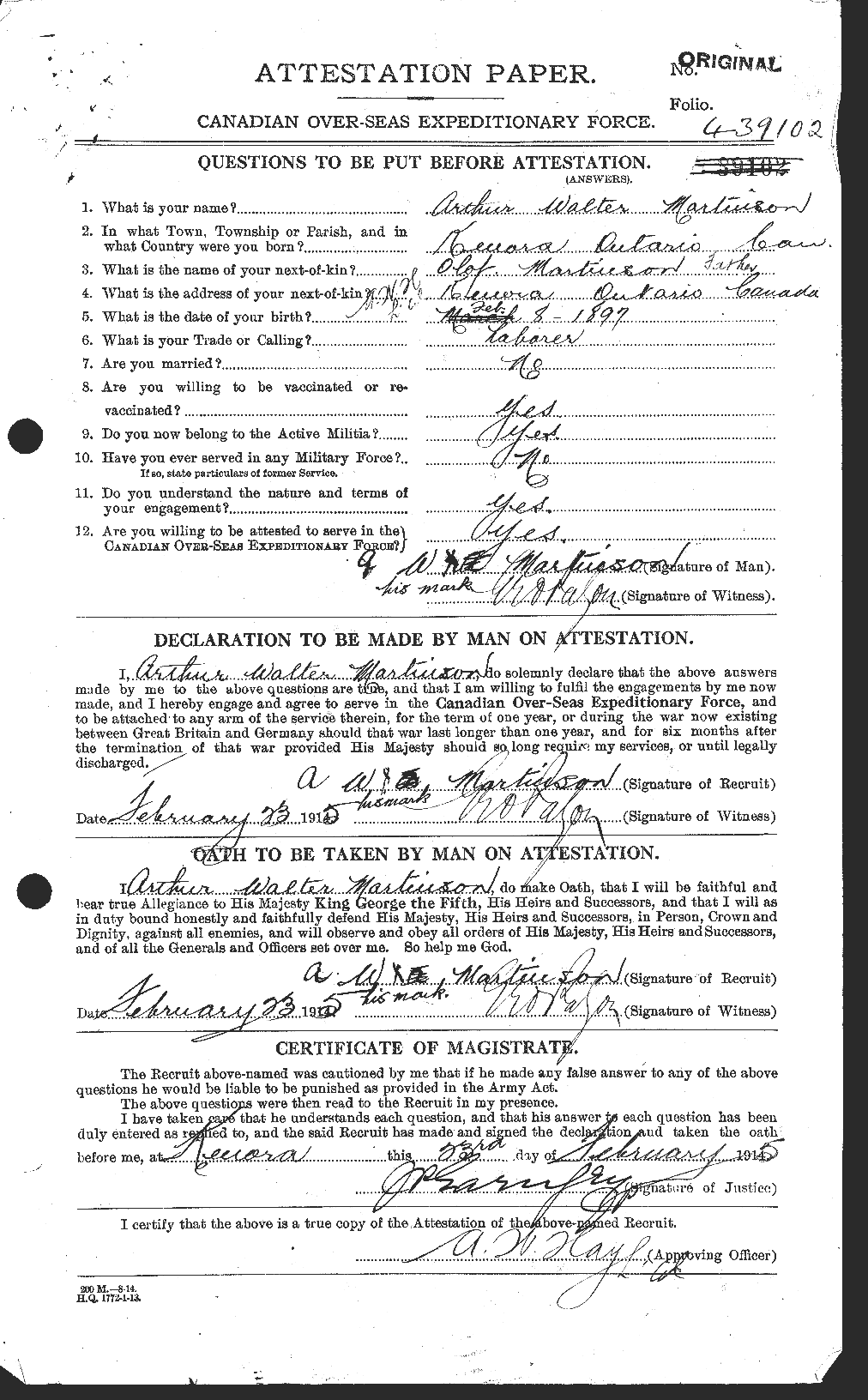 Personnel Records of the First World War - CEF 486009a