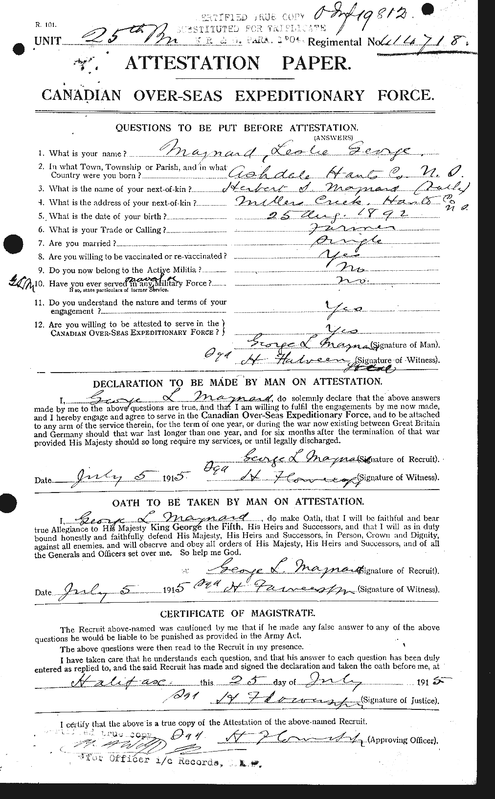 Personnel Records of the First World War - CEF 486685a