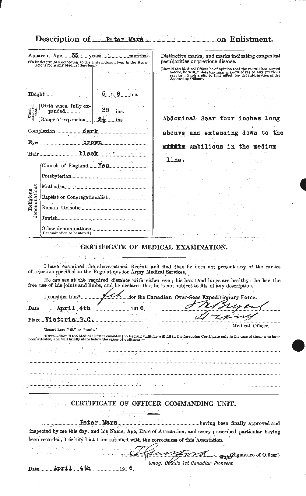 Dossiers du Personnel de la Première Guerre mondiale - CEC 486870b