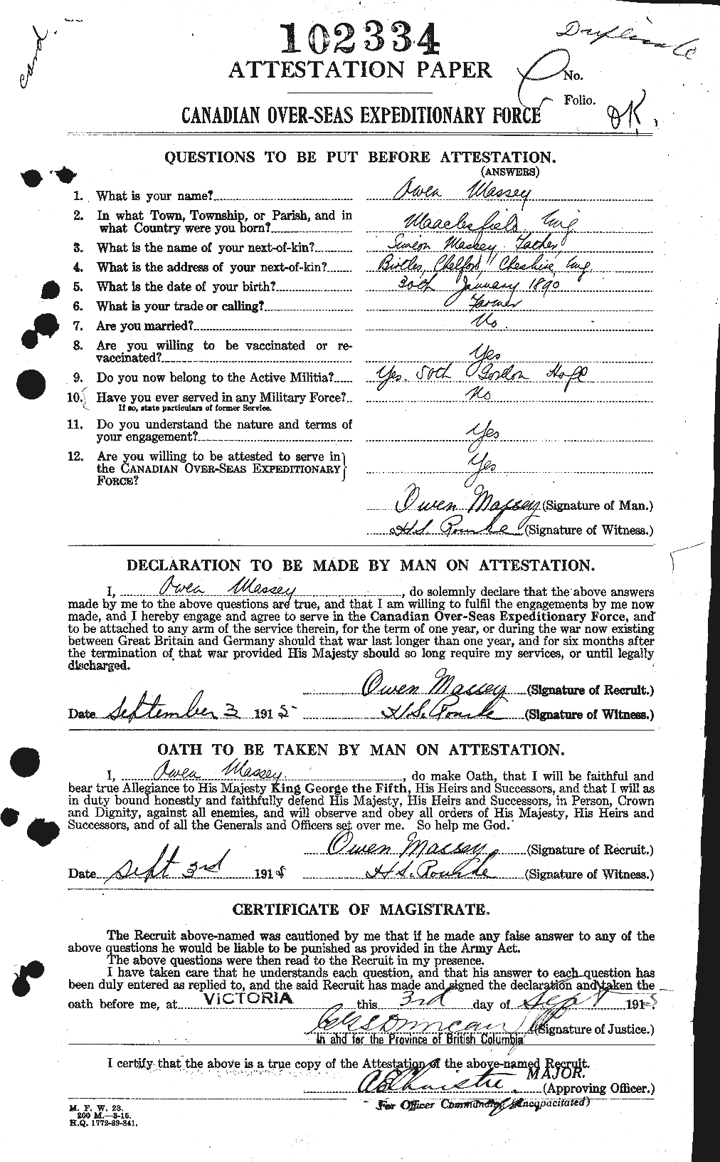 Personnel Records of the First World War - CEF 487092a