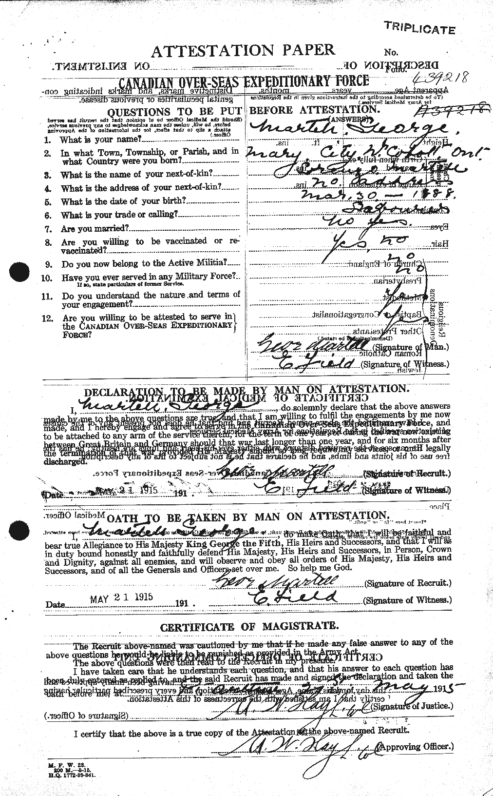 Personnel Records of the First World War - CEF 489040a