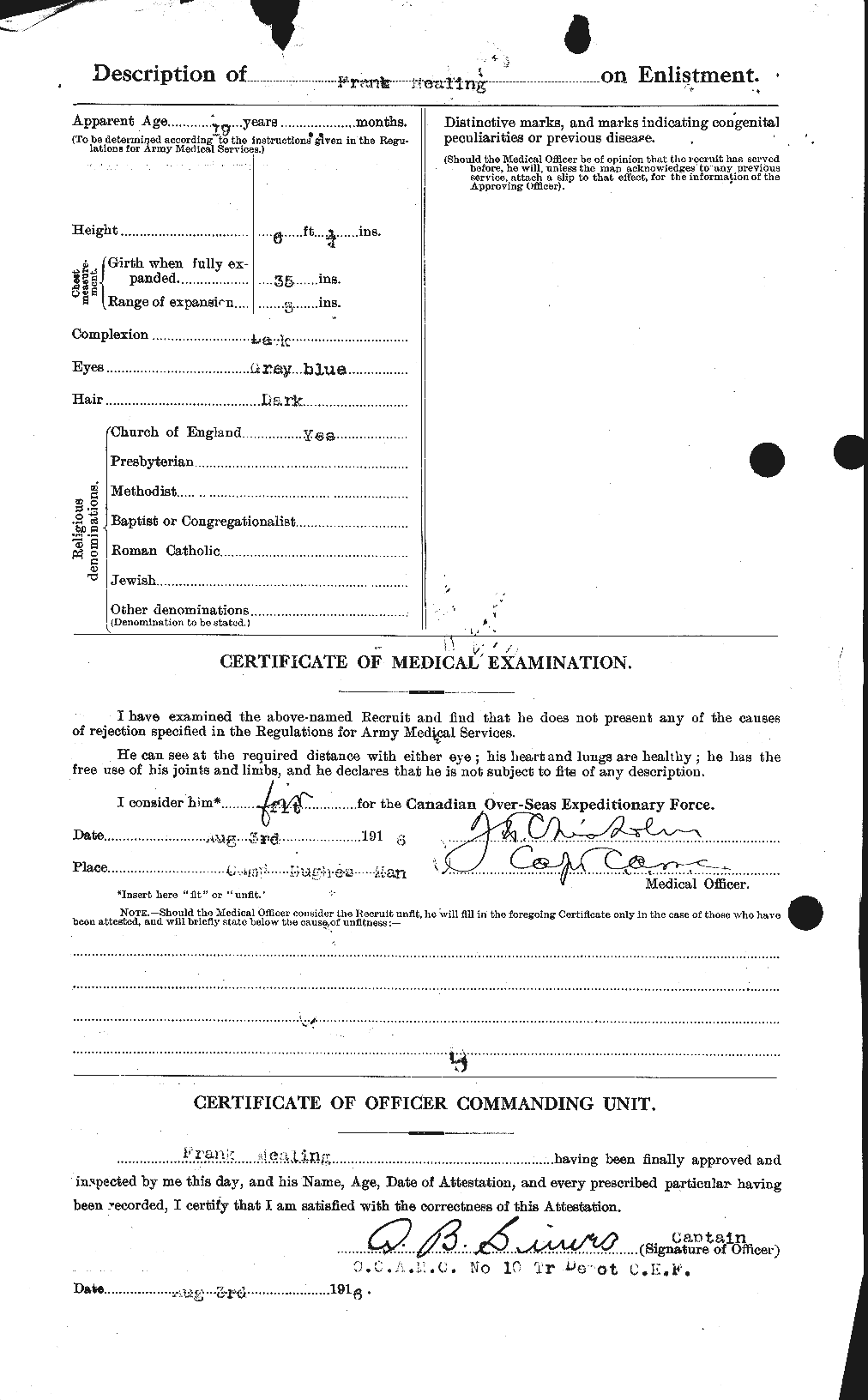 Dossiers du Personnel de la Première Guerre mondiale - CEC 489622b