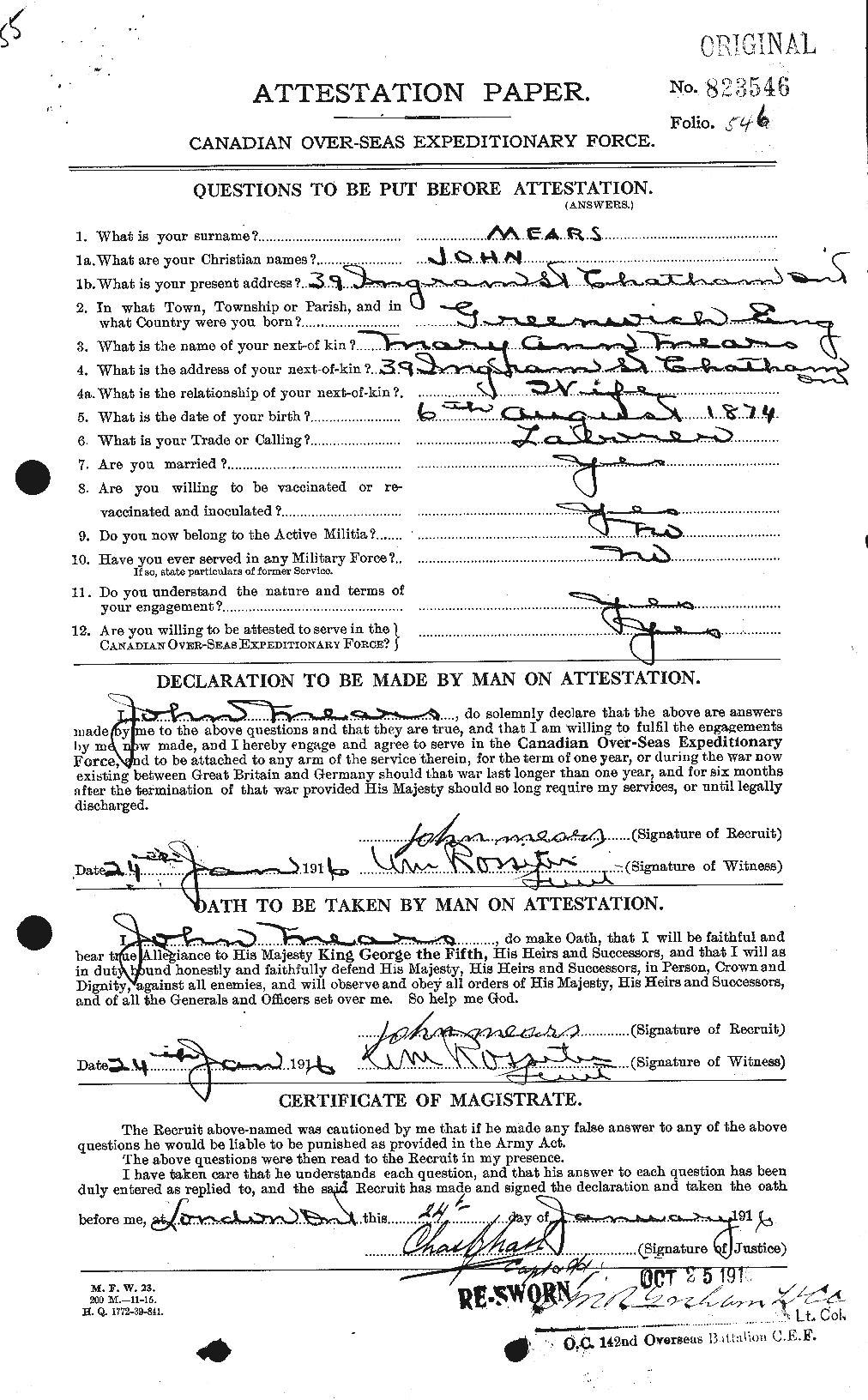 Personnel Records of the First World War - CEF 489699a