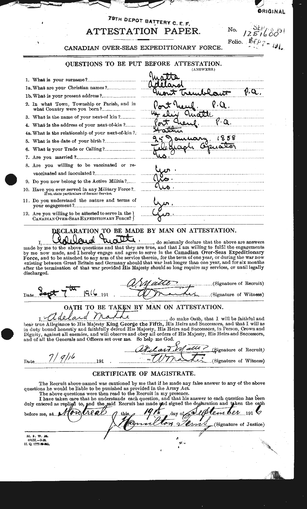 Personnel Records of the First World War - CEF 490161a