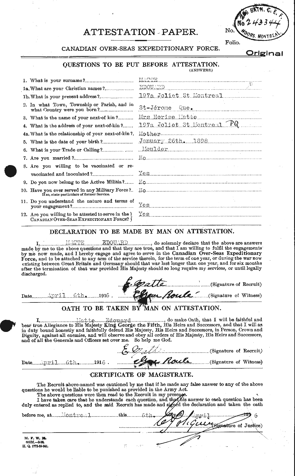 Personnel Records of the First World War - CEF 490173a