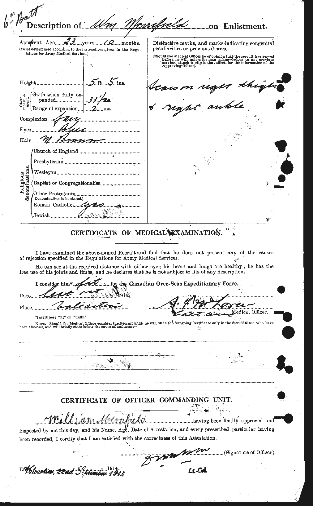 Dossiers du Personnel de la Première Guerre mondiale - CEC 490315b