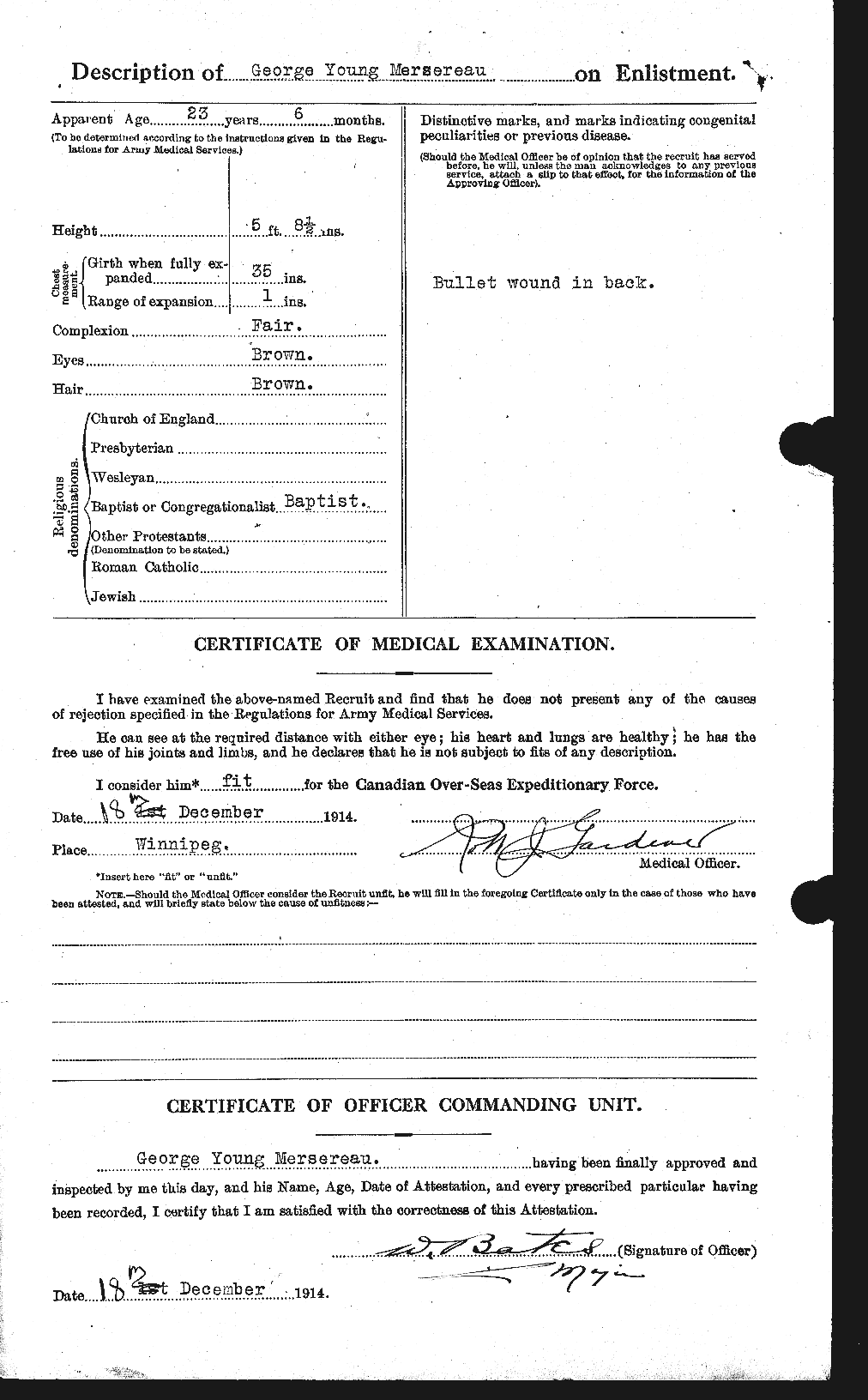 Dossiers du Personnel de la Première Guerre mondiale - CEC 490549b