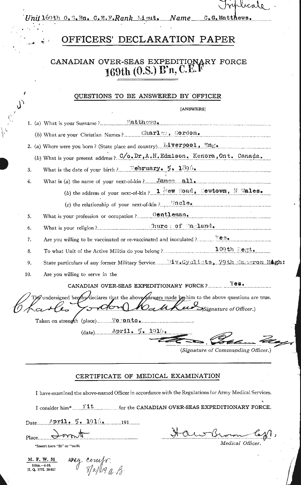 Personnel Records of the First World War - CEF 491016a