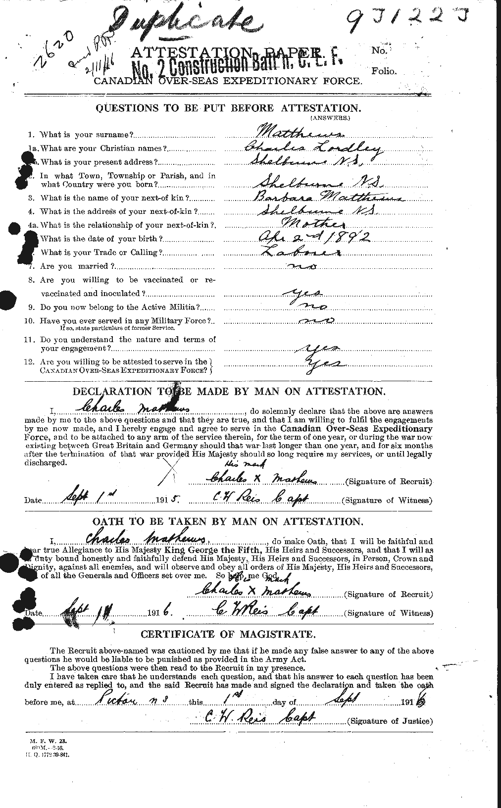 Personnel Records of the First World War - CEF 491023a