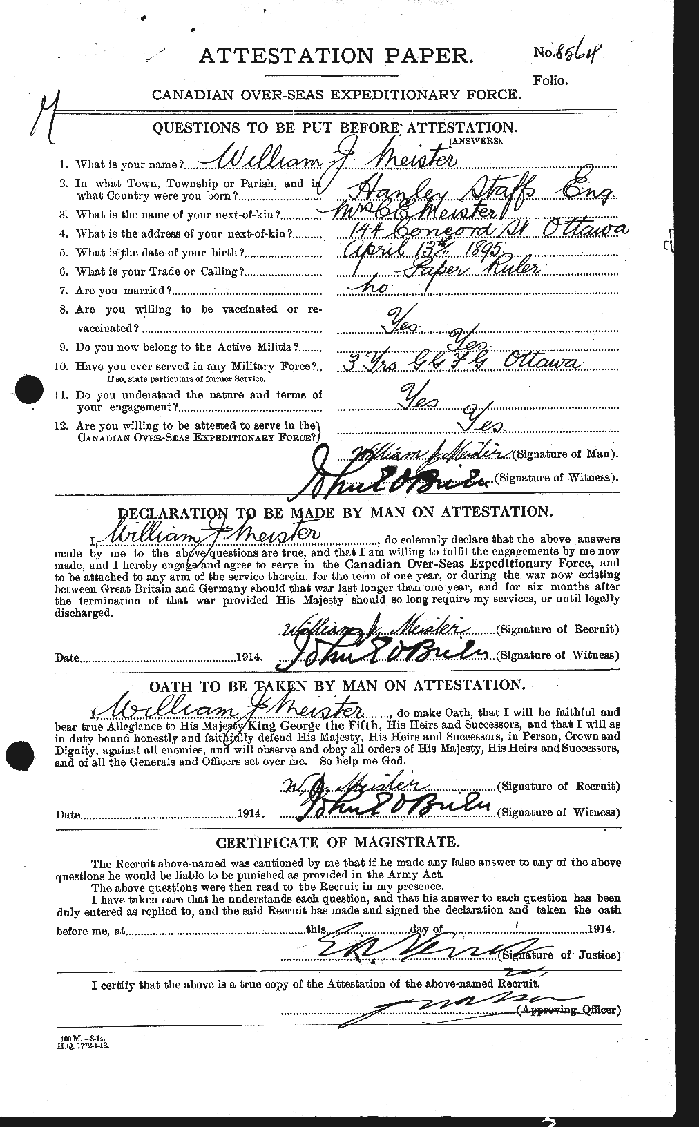 Personnel Records of the First World War - CEF 492004a
