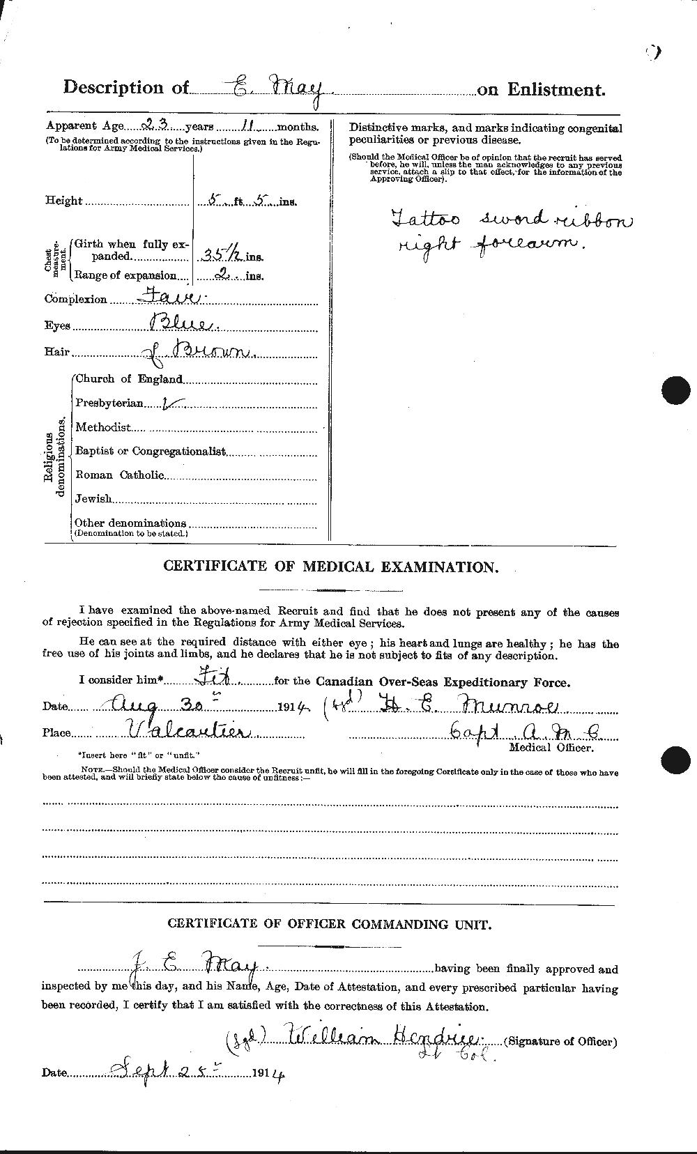 Dossiers du Personnel de la Première Guerre mondiale - CEC 492211b