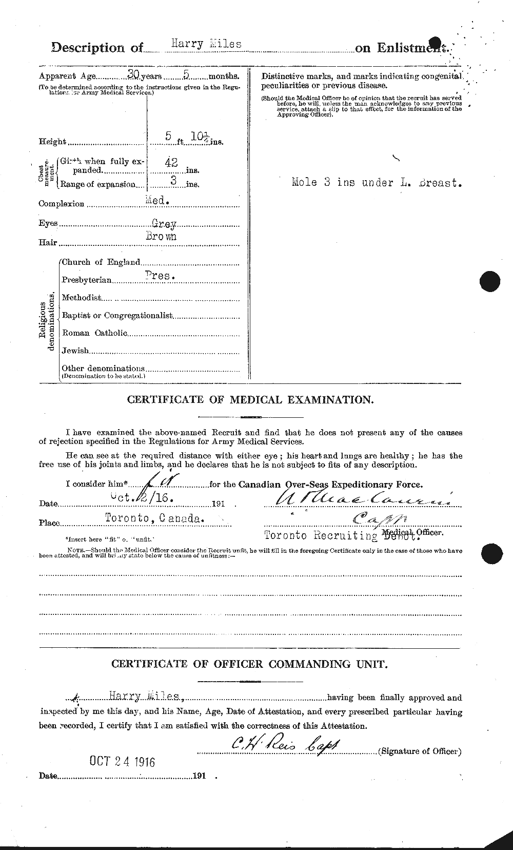Dossiers du Personnel de la Première Guerre mondiale - CEC 492469b