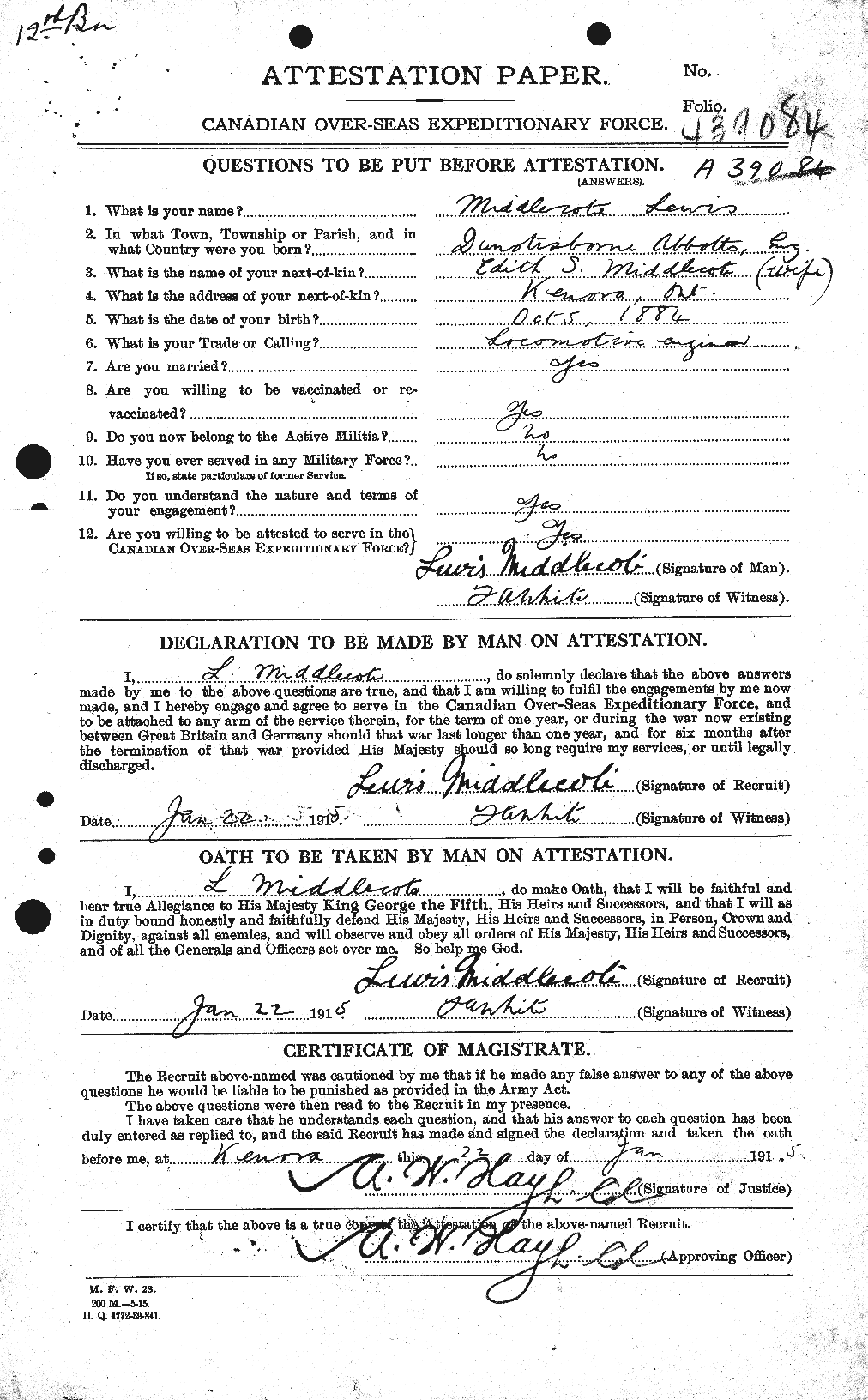 Personnel Records of the First World War - CEF 492972a