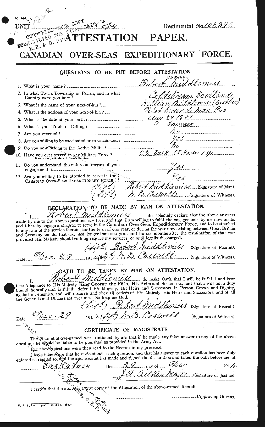 Personnel Records of the First World War - CEF 493009a