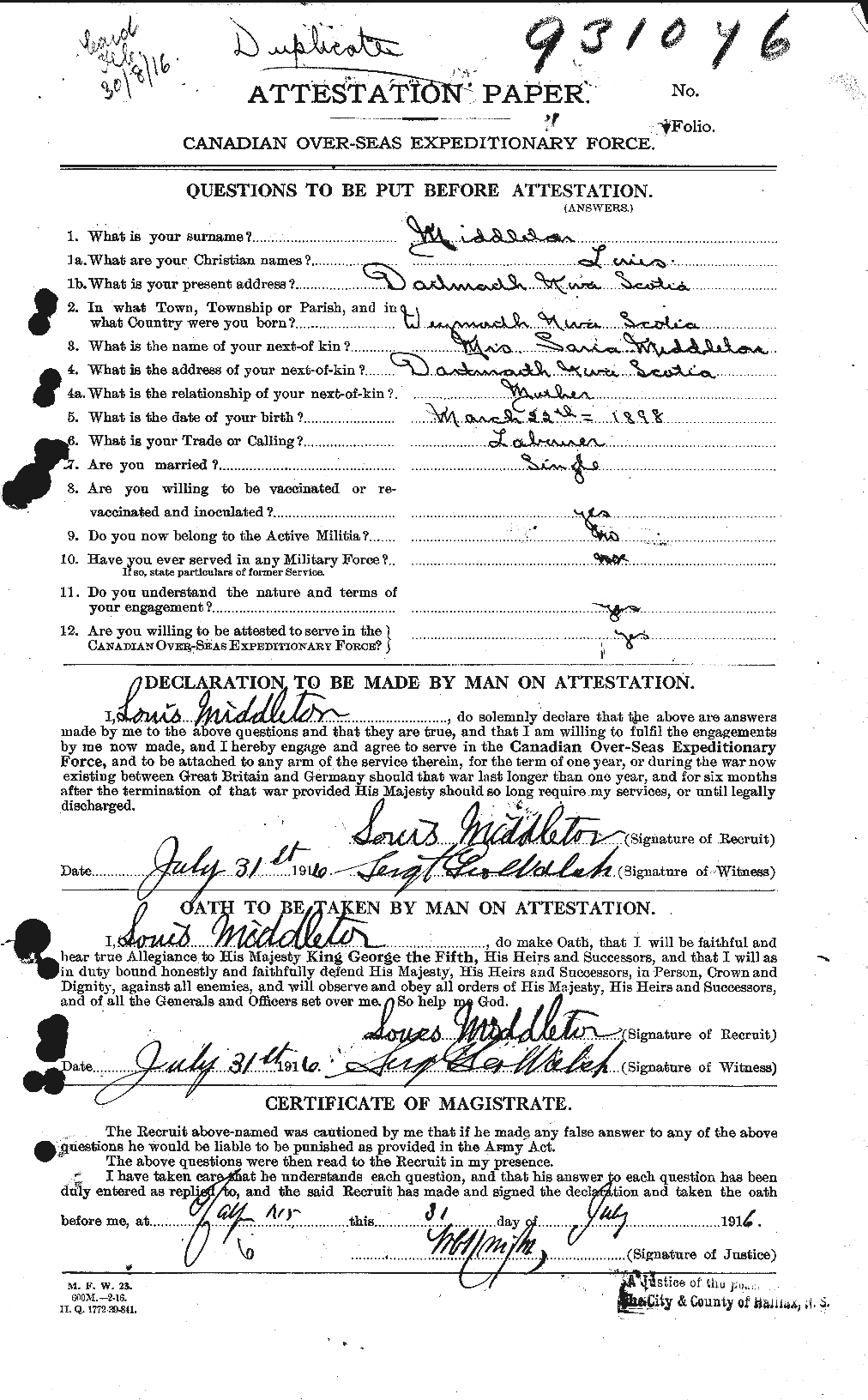 Personnel Records of the First World War - CEF 493146a