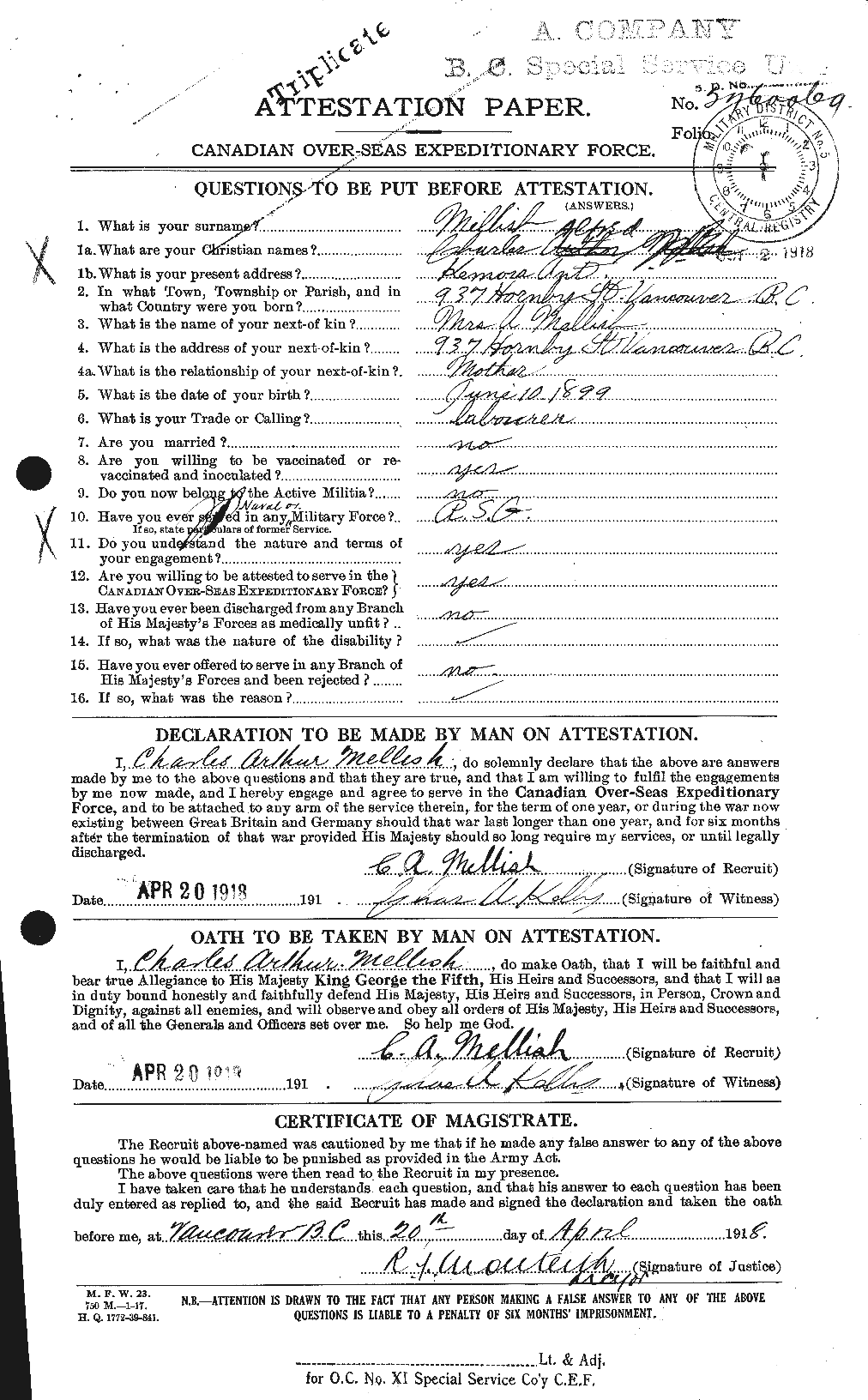 Personnel Records of the First World War - CEF 493749a