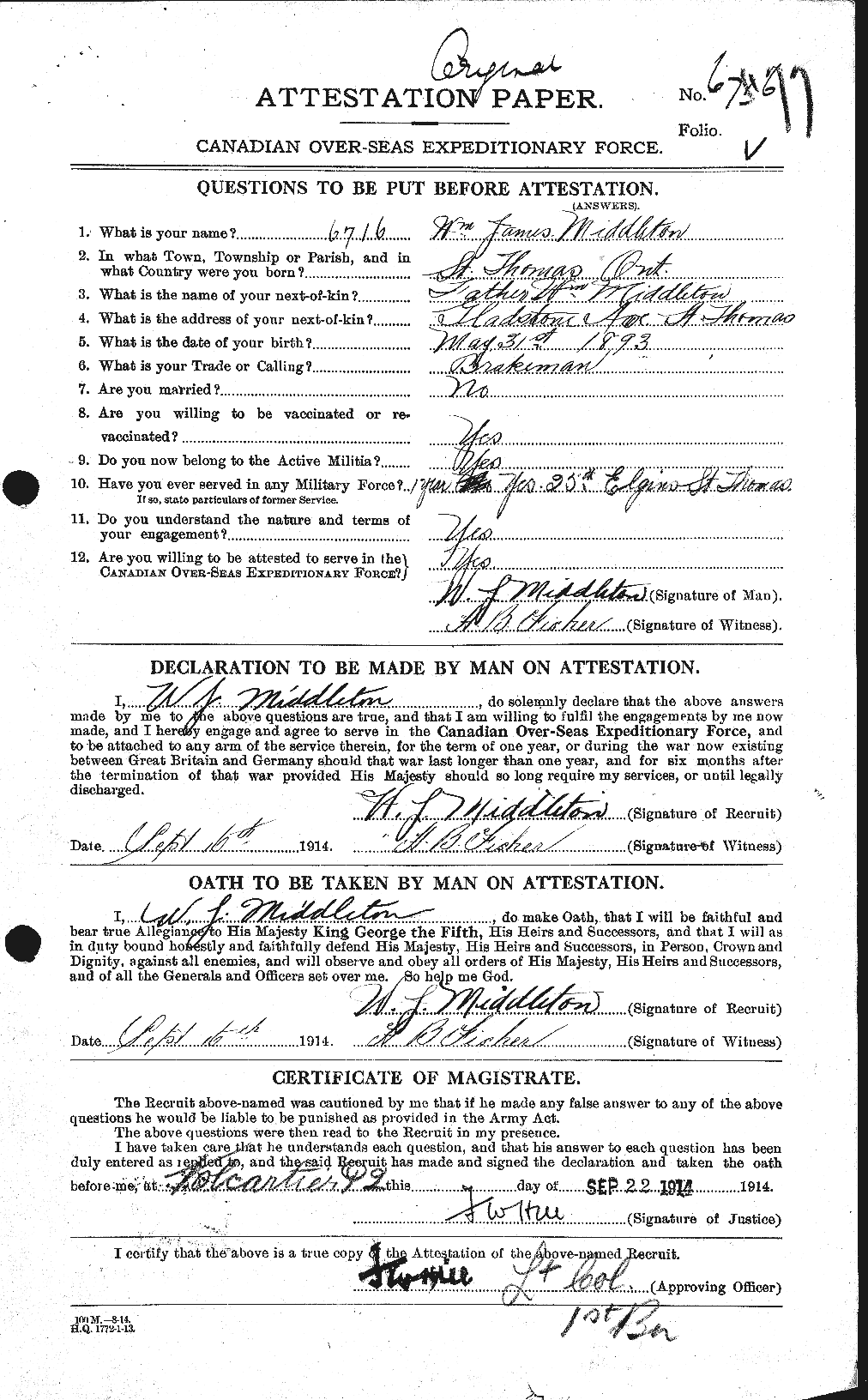Personnel Records of the First World War - CEF 494375a