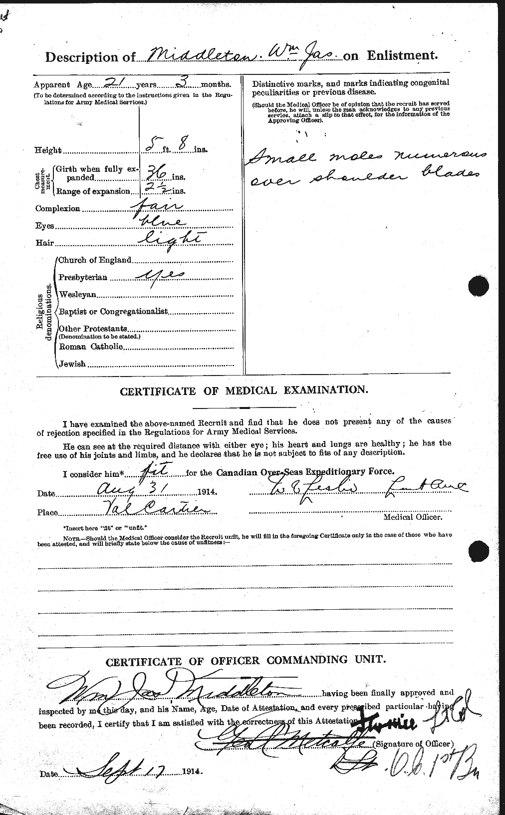 Dossiers du Personnel de la Première Guerre mondiale - CEC 494375b