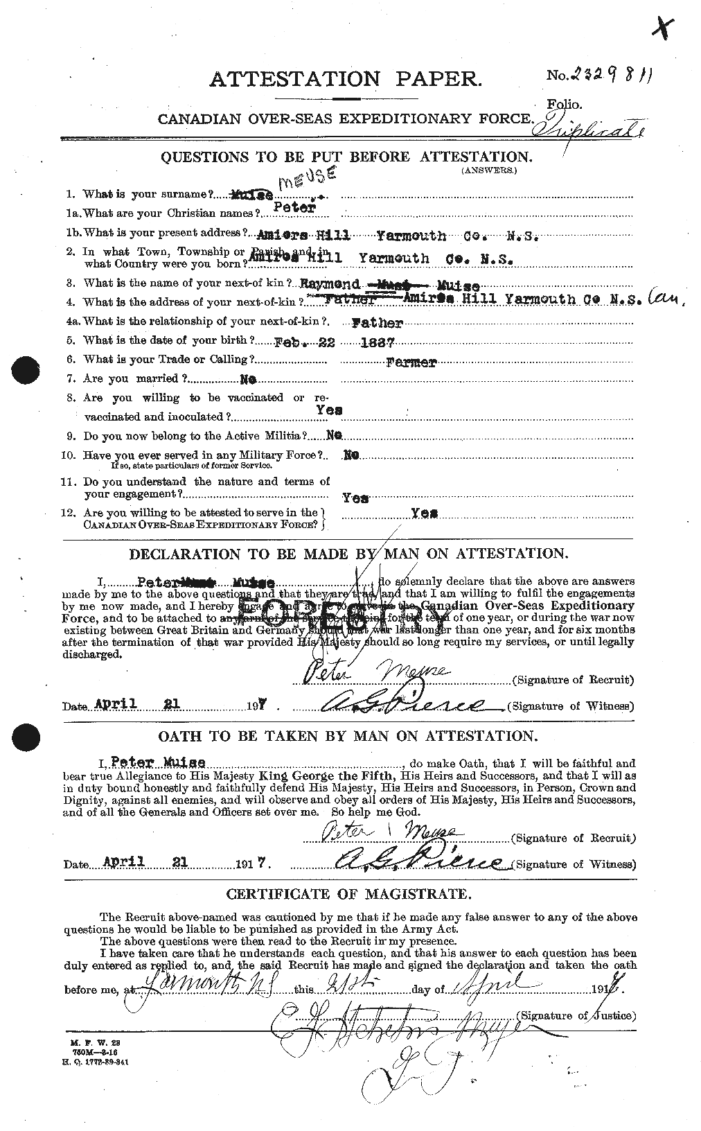 Personnel Records of the First World War - CEF 494742a
