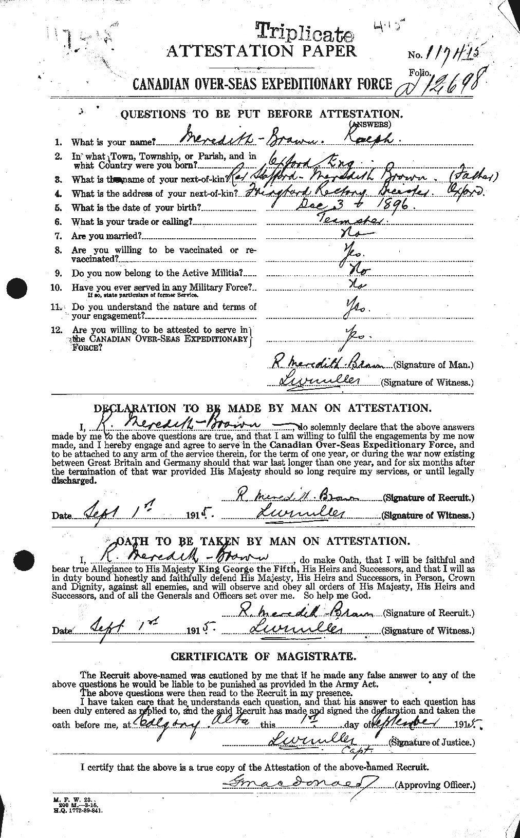 Personnel Records of the First World War - CEF 495918a