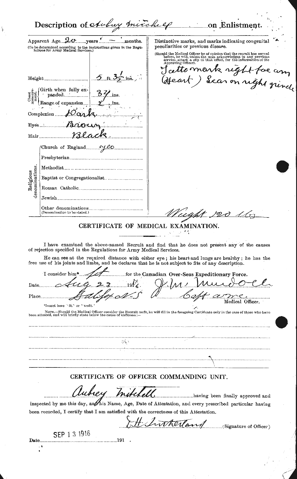 Dossiers du Personnel de la Première Guerre mondiale - CEC 496077b
