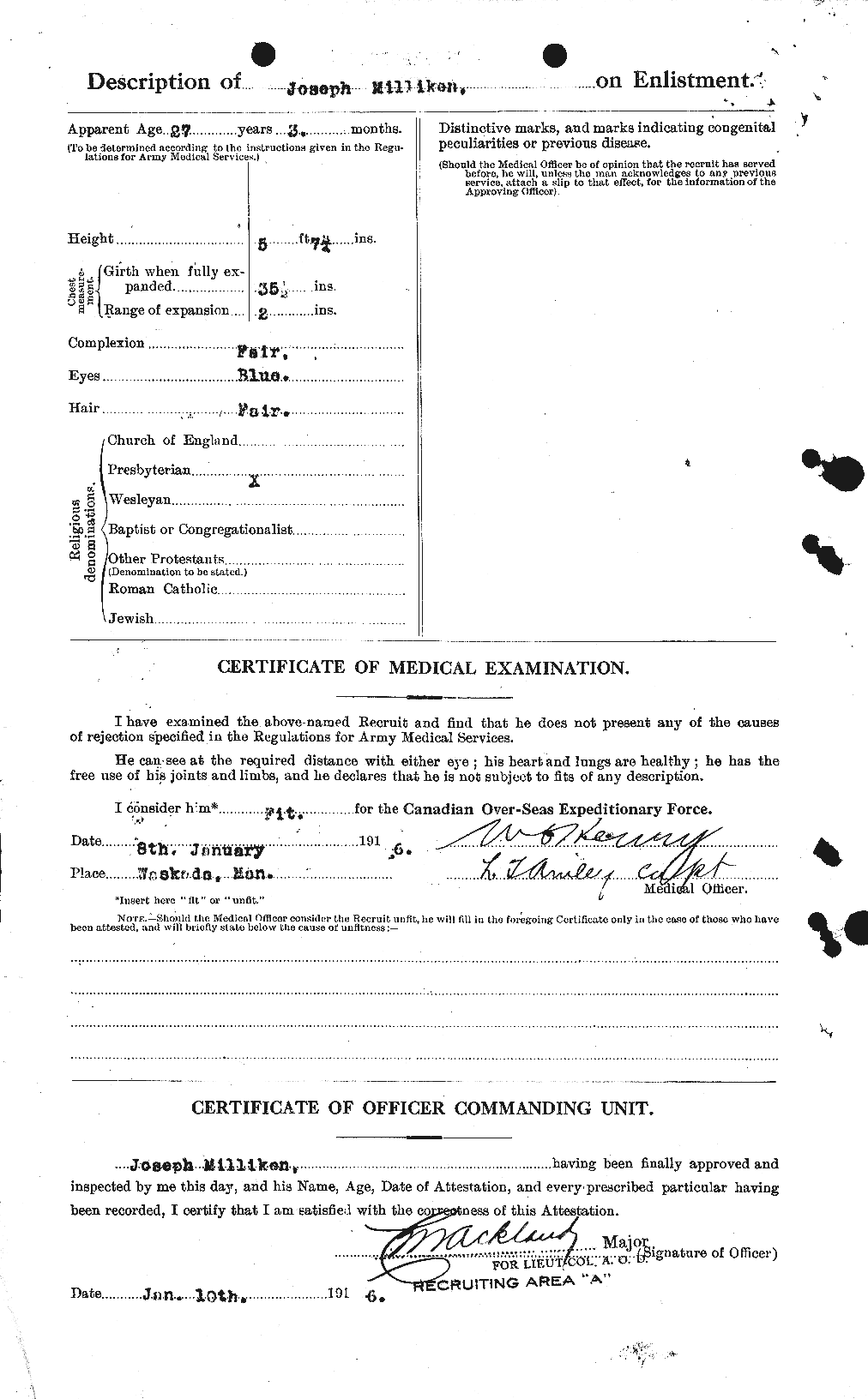 Dossiers du Personnel de la Première Guerre mondiale - CEC 496372b