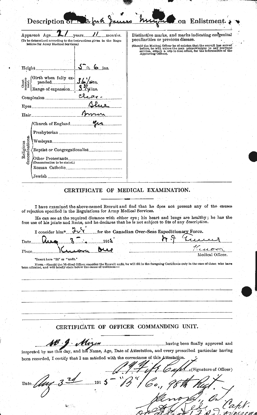 Dossiers du Personnel de la Première Guerre mondiale - CEC 496873b