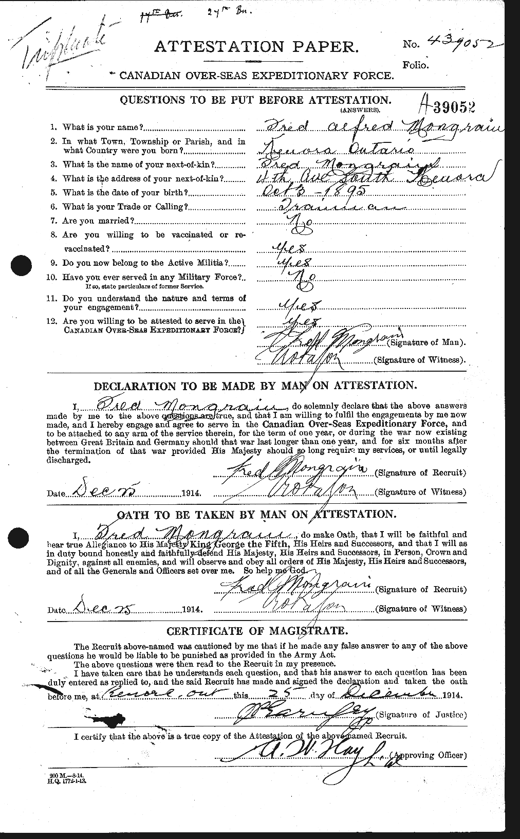Personnel Records of the First World War - CEF 497242a