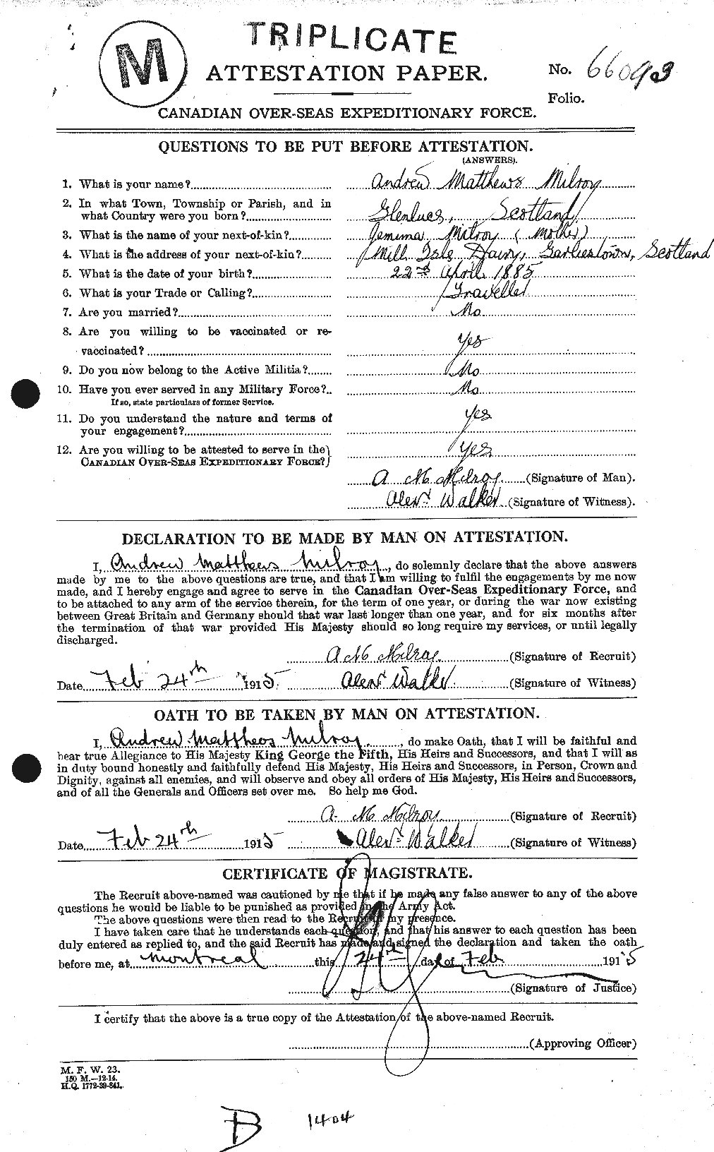 Personnel Records of the First World War - CEF 497485a
