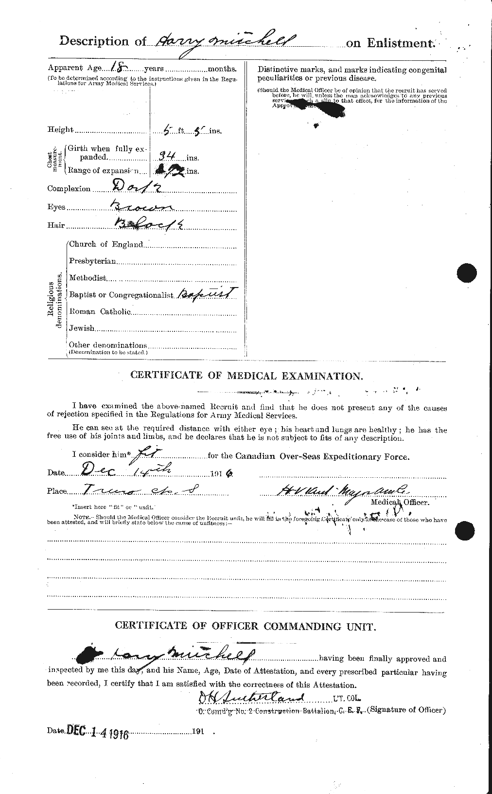 Dossiers du Personnel de la Première Guerre mondiale - CEC 497913b