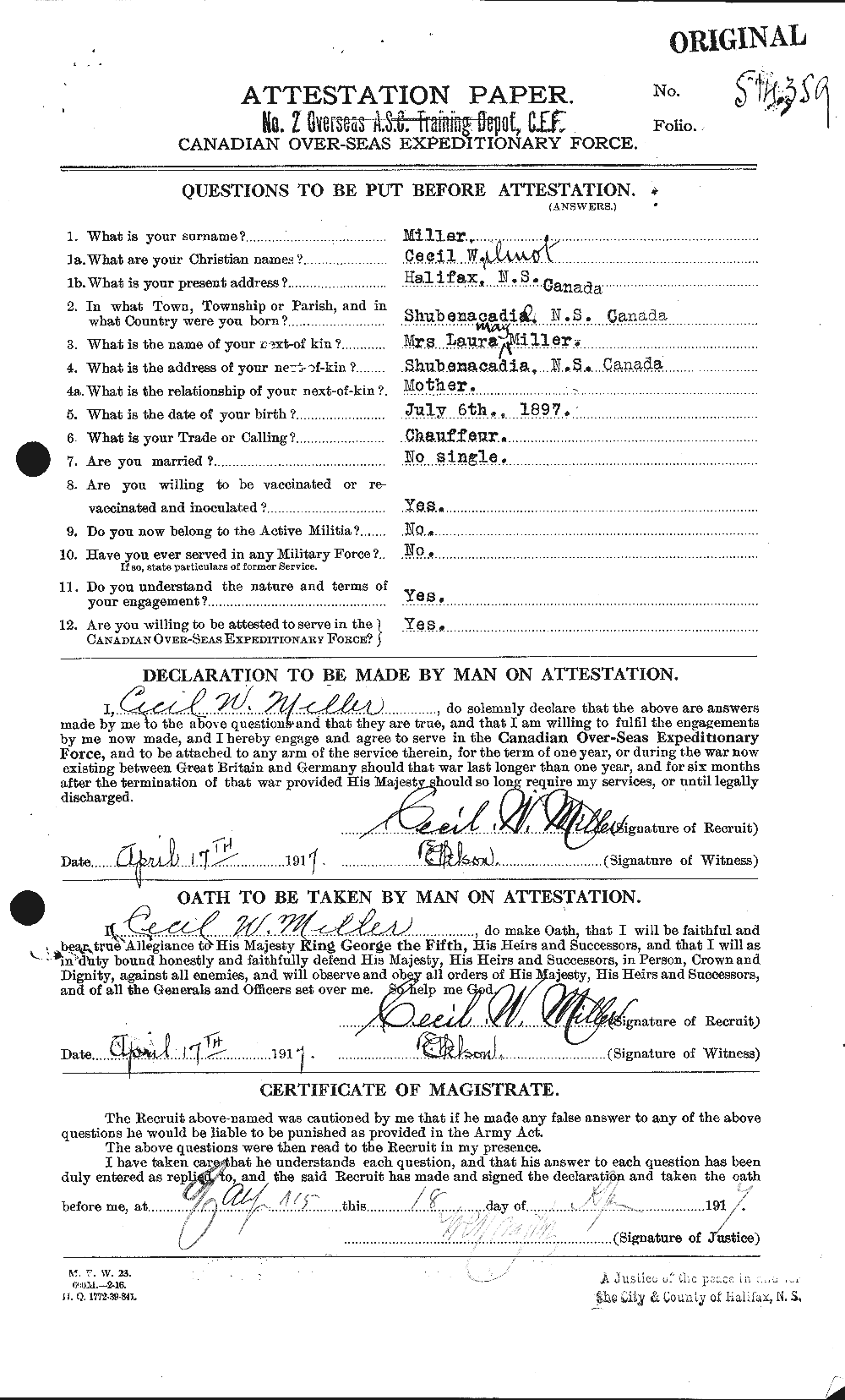 Personnel Records of the First World War - CEF 498777a