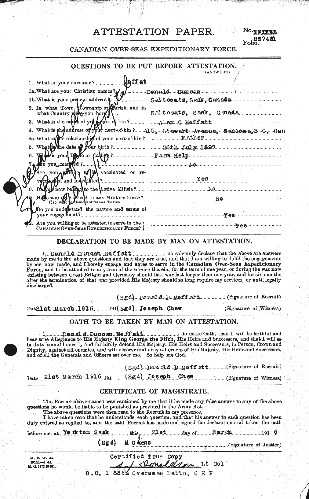 Personnel Records of the First World War - CEF 499004a